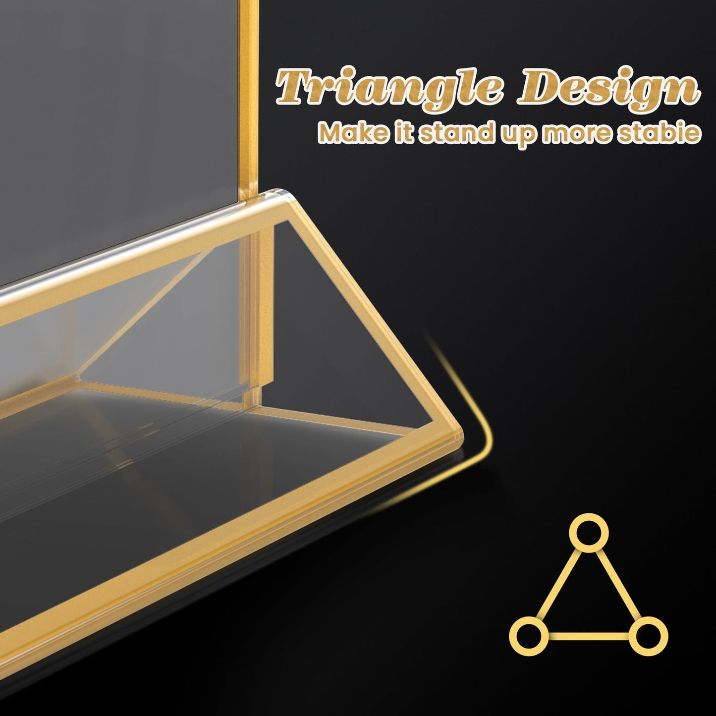 Gold Acrylic Sign Holder 4x6, 16 Pack Wedding Gold Frame Table Number Holders Vertical, Clear Picture Frames Flyer Stands Tables Menu Holder, Double Photo Paper Display Holder for Party, Home, Office