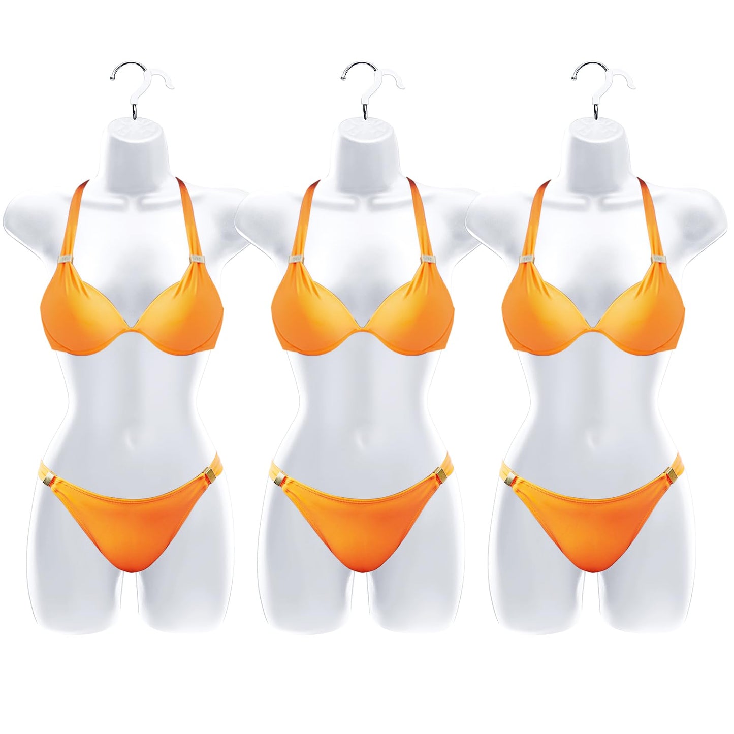 12 Pcs Hanging Mannequin Body Torso Female Women Dress Form with Hanger Hook Hip Long Hollow Back Mannequin Torso Thickened Plastic Shirt Display White (31.1 x 16.1 Inch)