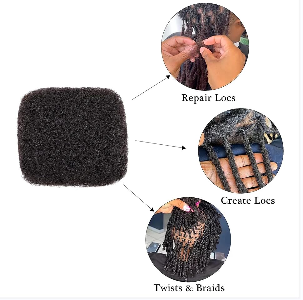 Natural Black Afro Kinky Bulk Human Hair Extension For Braiding Hair Afro Kinky Human Hair Extensions For Dreadlock Twist 30g/bundle 12inch 4 Bundles/Package