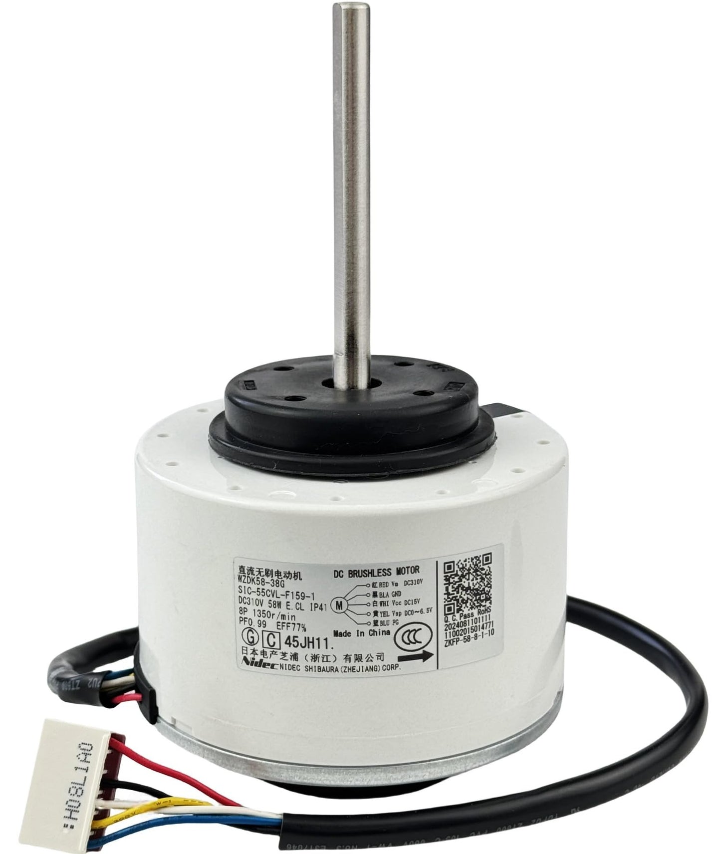 Air Conditioning Motor WZDK58-38G SIC-55CVL-F159-1 DC Brushless Motor, 310V 58W 1350r/min CCW Inverter Air Conditioner Brushless DC Motor for air Conditioner