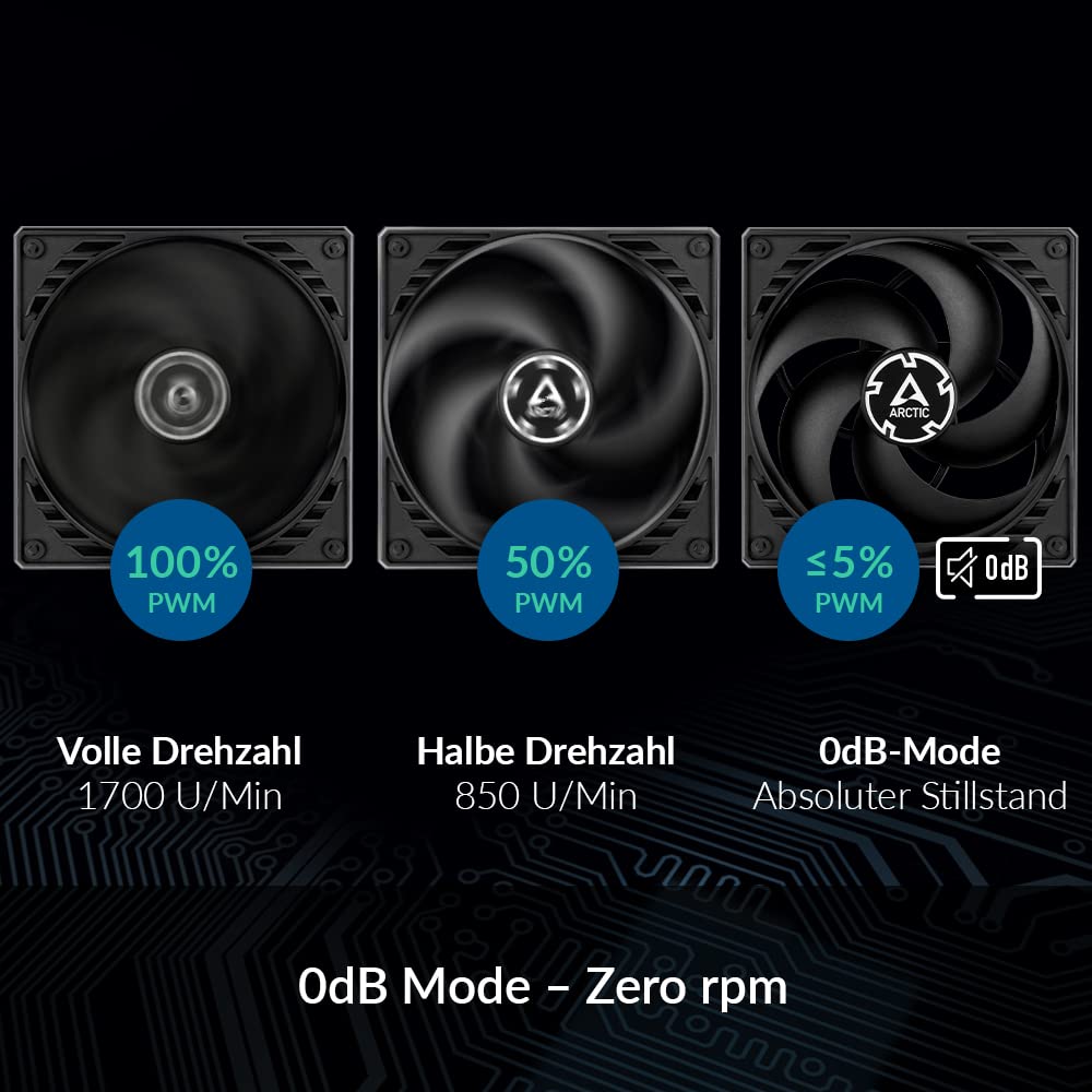 ARCTIC P14 PWM PST (5 Pack) - 140 mm Case Fan with PWM Sharing Technology (PST), Pressure-optimised, Computer, Fan Speed: 200-1700 RPM - Black
