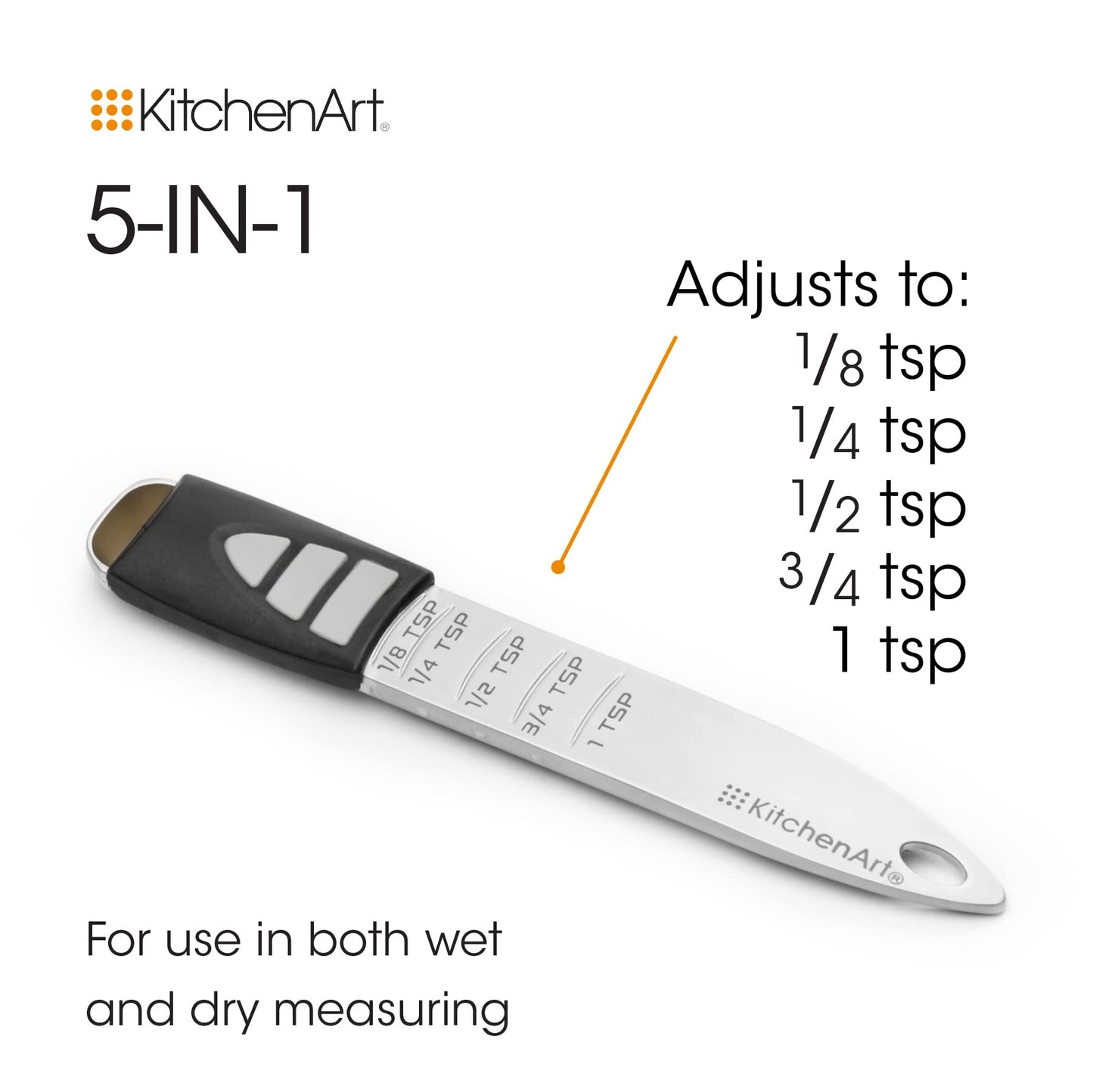 KitchenArt Pro Adjustable Measuring Set, Includes Adjustable Tablespoon, Teaspoon, and 2 Cup Measuring Cup