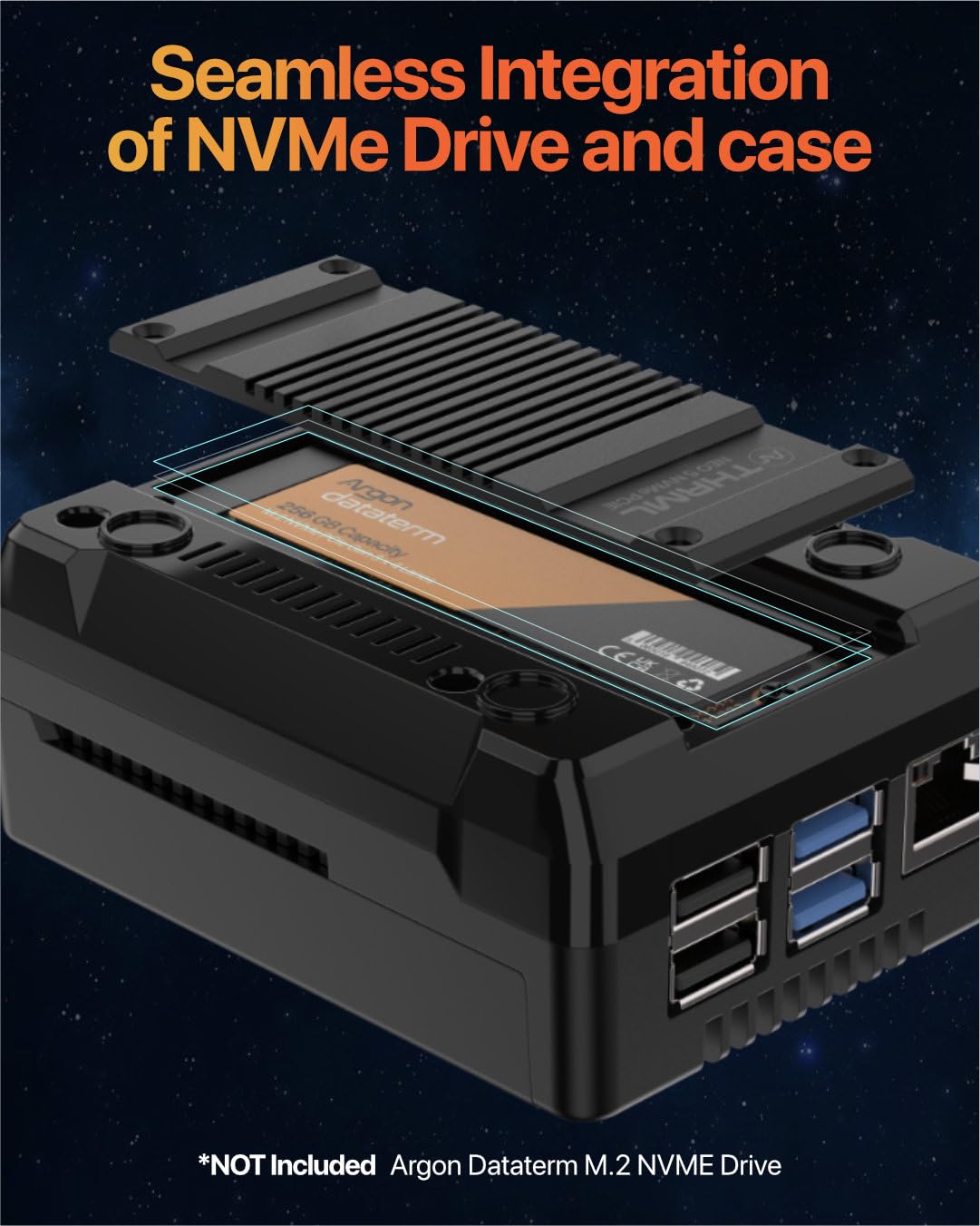 Argon NEO 5 M.2 NVME PCIE Case for Raspberry Pi 5 | Aluminum case with Built-in Fan
