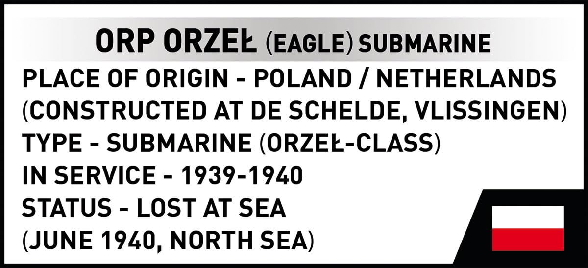 COBI Historical Collection WWII Polish Submarine ORP Orzel, 193 Pieces