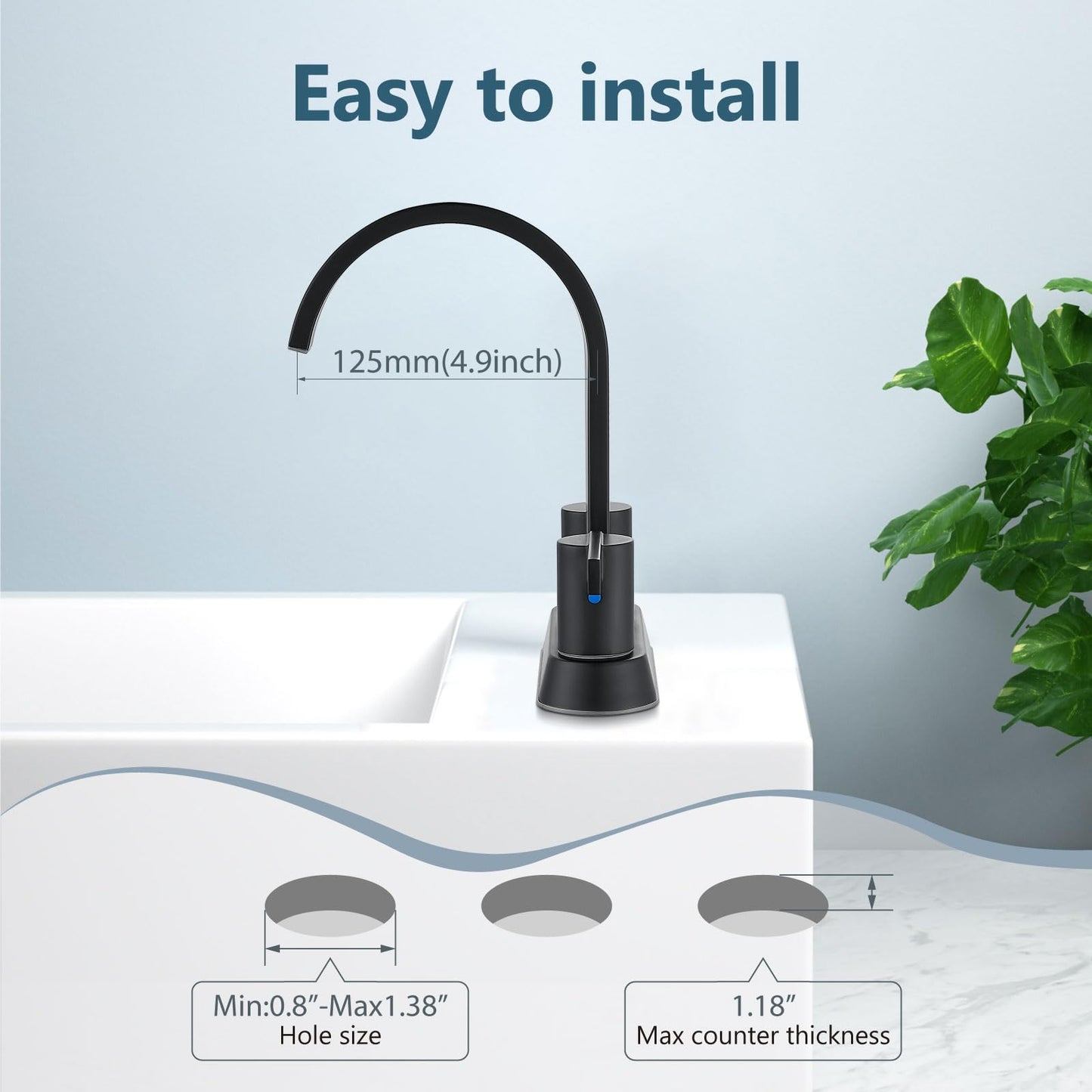 Aolemi Bathroom Faucets for Sink 3 Hole,4 Inch Centerset Waterfall Faucet 2 Handle for Bathroom Sink with Pop-Up Drain and Supply Lines Matte Black