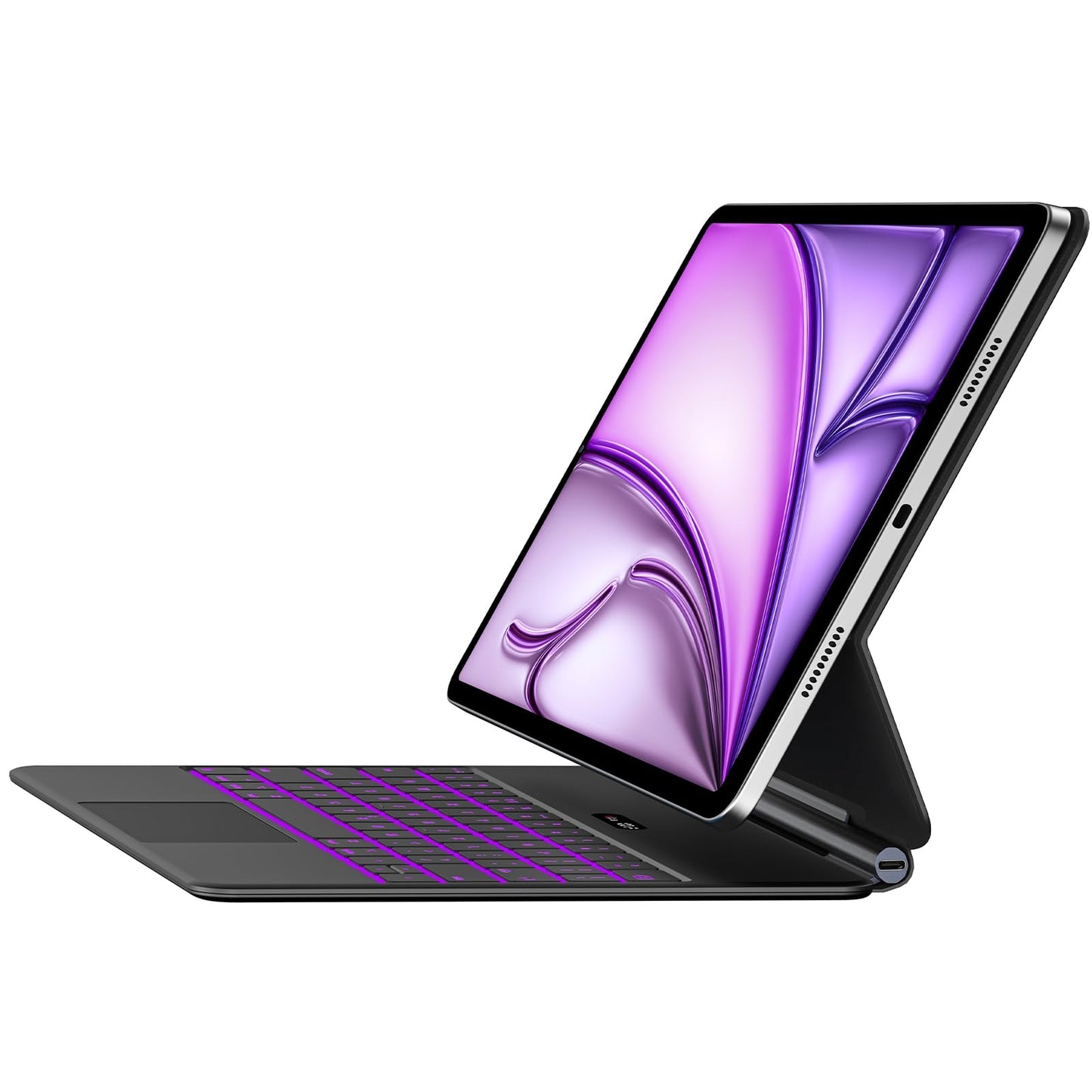 Jibrealg Magic Keyboard for iPad Air 13(M3 2025/M2 2024) & iPad Pro 12.9(6th/5th/4th/3rd Gen), Slim Case with Keyboard, Lightweight Keyboard Case with Multi-Touch Trackpad, 7-Color Backlit,Black