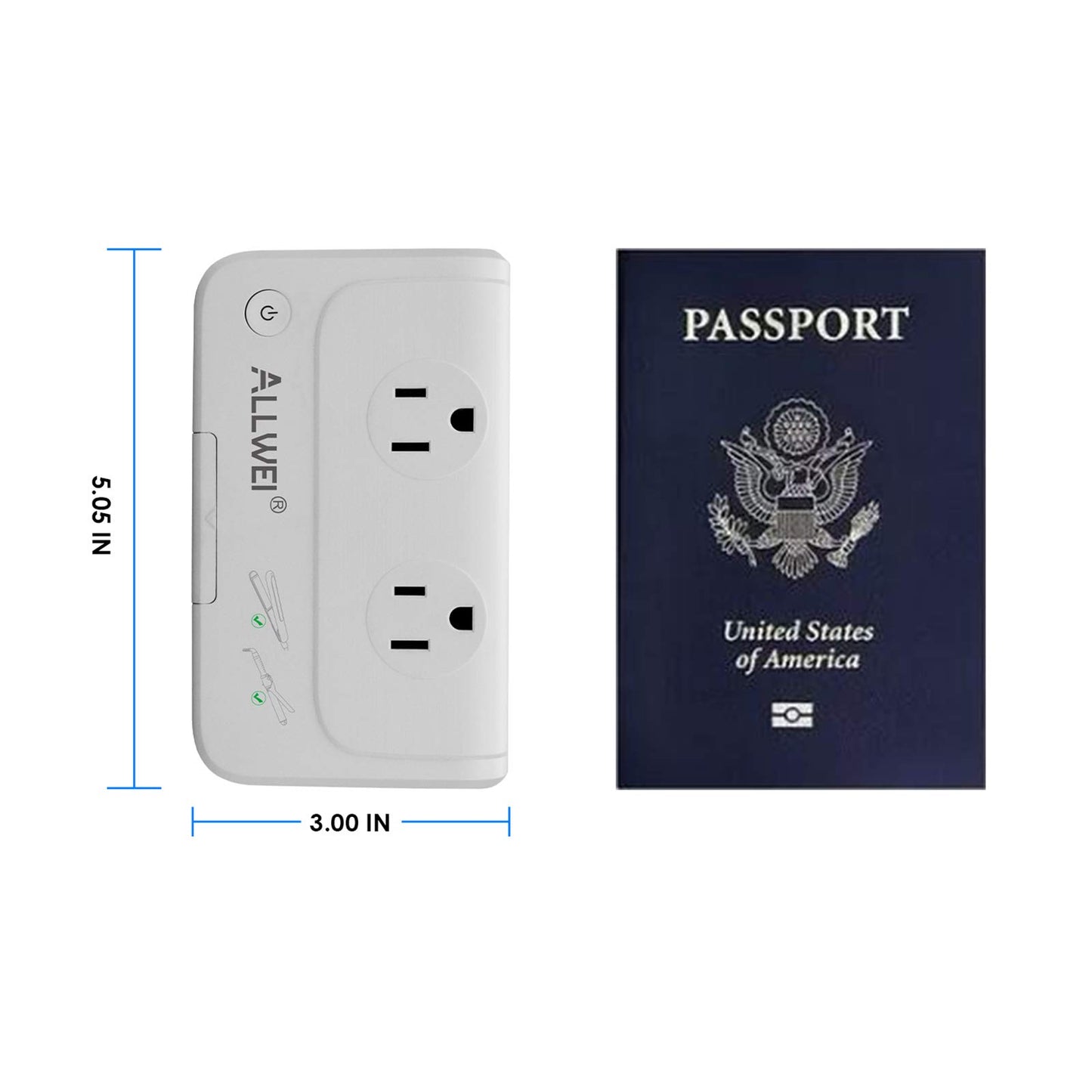 ALLWEI International Travel Adapter 220V to 110V Power Voltage Converter for Hair Straightener/Curling Iron, Universal Power Plug Adapter UK, US, AU, EU, IT, India (White)