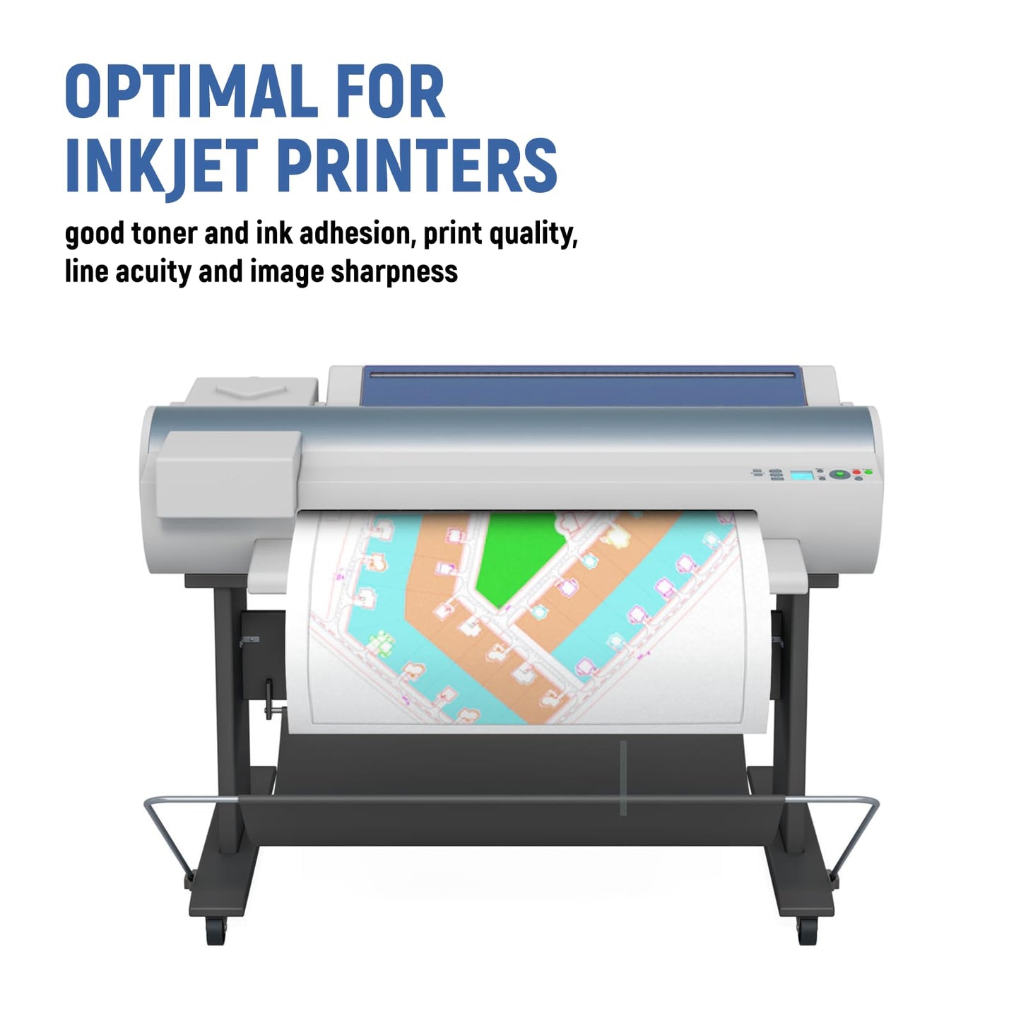 36" x 150' Wide Format Plotter Paper, Goefun CAD Bond Paper Rolls 2" Core for CAD Printing on Wide Format Printers, 4 Rolls