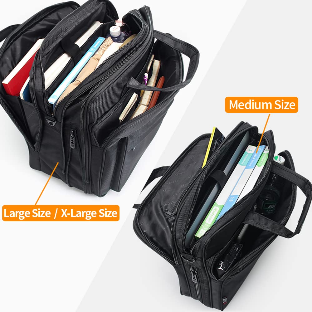 Large Briefcases For Men Canvas Tote Bag Laptop Case 19 Inch Computer Bag Work Bags Business Mens Bag Office Carrying Cases Messenger Bag Book Bag Black (X-Large Size