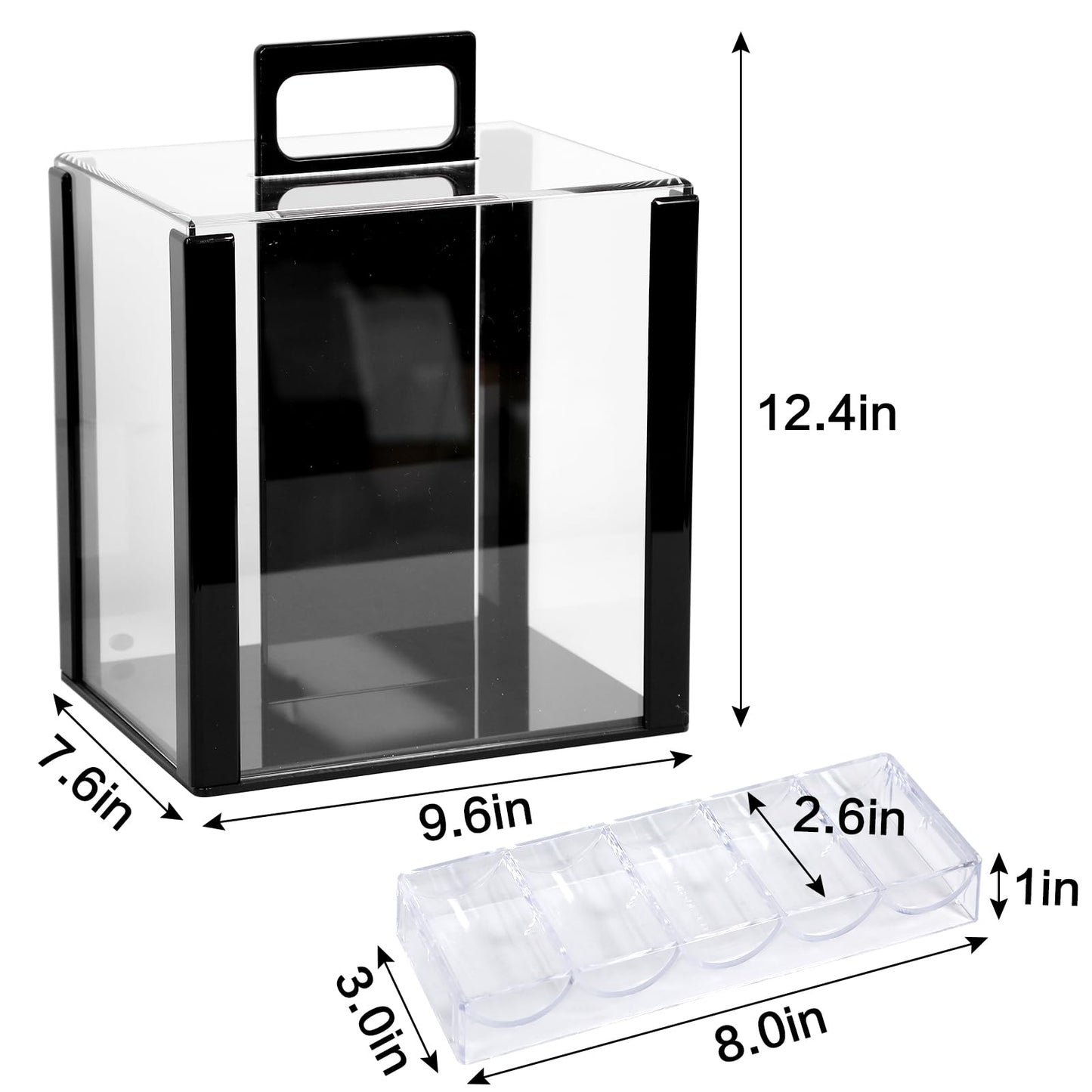 JIESITE Acrylic Poker Chip Case 1000pcs Capacity Poker Chip Trays Set Including 10 Poker Chip Holder Poker Chip Display Case for Standard Size Chips (1000pcs)