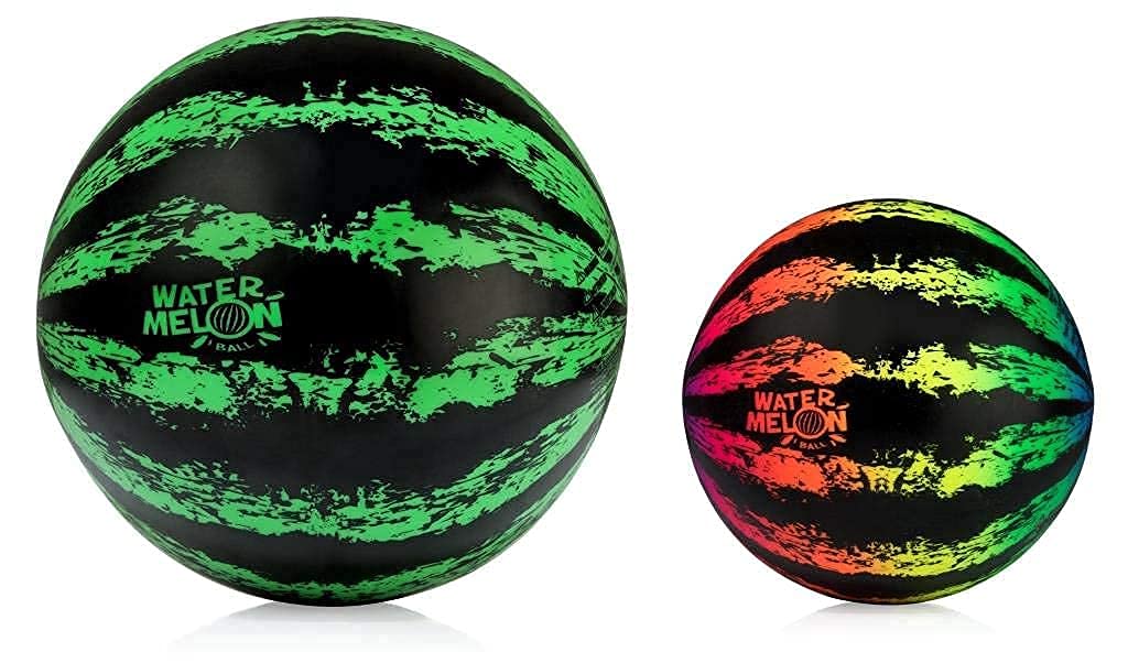 Watermelon Ball Pool Toys for Adults and Family - 2 Pack of 6 1/2" & 9" Kids, Teens, Everyone Swimming Games, Water Football, Tag, Diving Beach Play Fun Accessories
