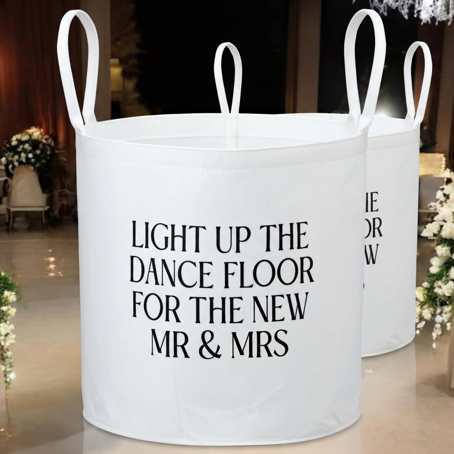 Yungyan 2 Pcs Wedding Baskets with Handles 12 Inch White Large Glow Sticks Storage Baskets for Glow Sticks Flowers Flip Flops Trug for Wedding Picnics Decoration Party Favors Gift Garden