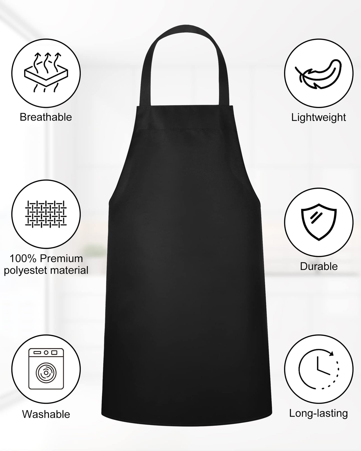 36 Pack Bulk Plain Aprons for Man Woman Adult Unisex Apron Machine Washable Adjustable Bib Aprons(Black)