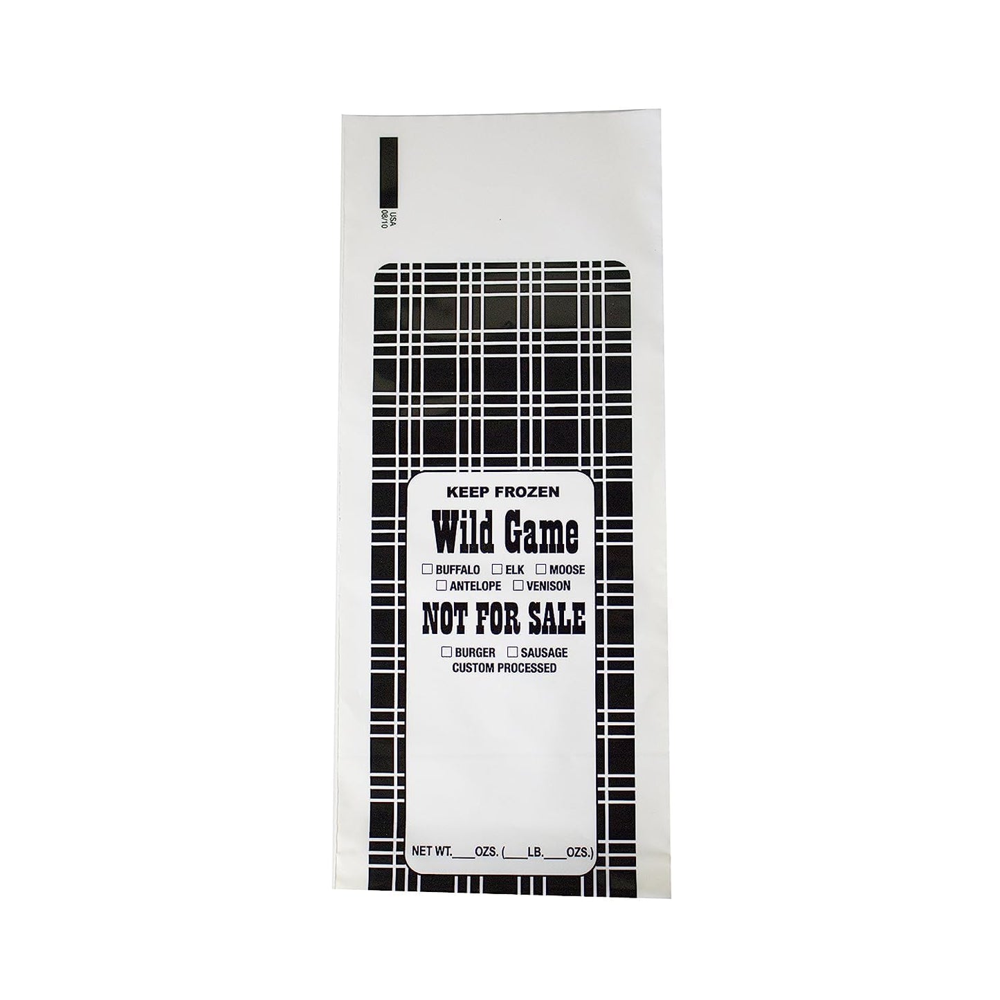 UltraSource Wild Game Freezer Bags/Meat Chub Bag, Printed "Not for Sale" for Ground Meat or Sausage (1lb capacity - 1000 bags, Black Plaid)