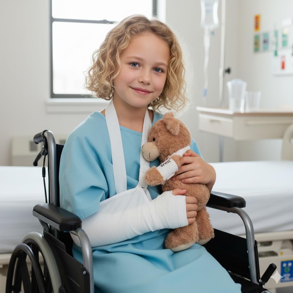 Jolitee Broken Arm Bear Gifts for Kids Teddy Broken Arm Bear Get Well Stuffed Animal Teddy Bear Gifts for Kids with Broken Arm Adult for Left or Right Arm Cast Sling 10.5 inches