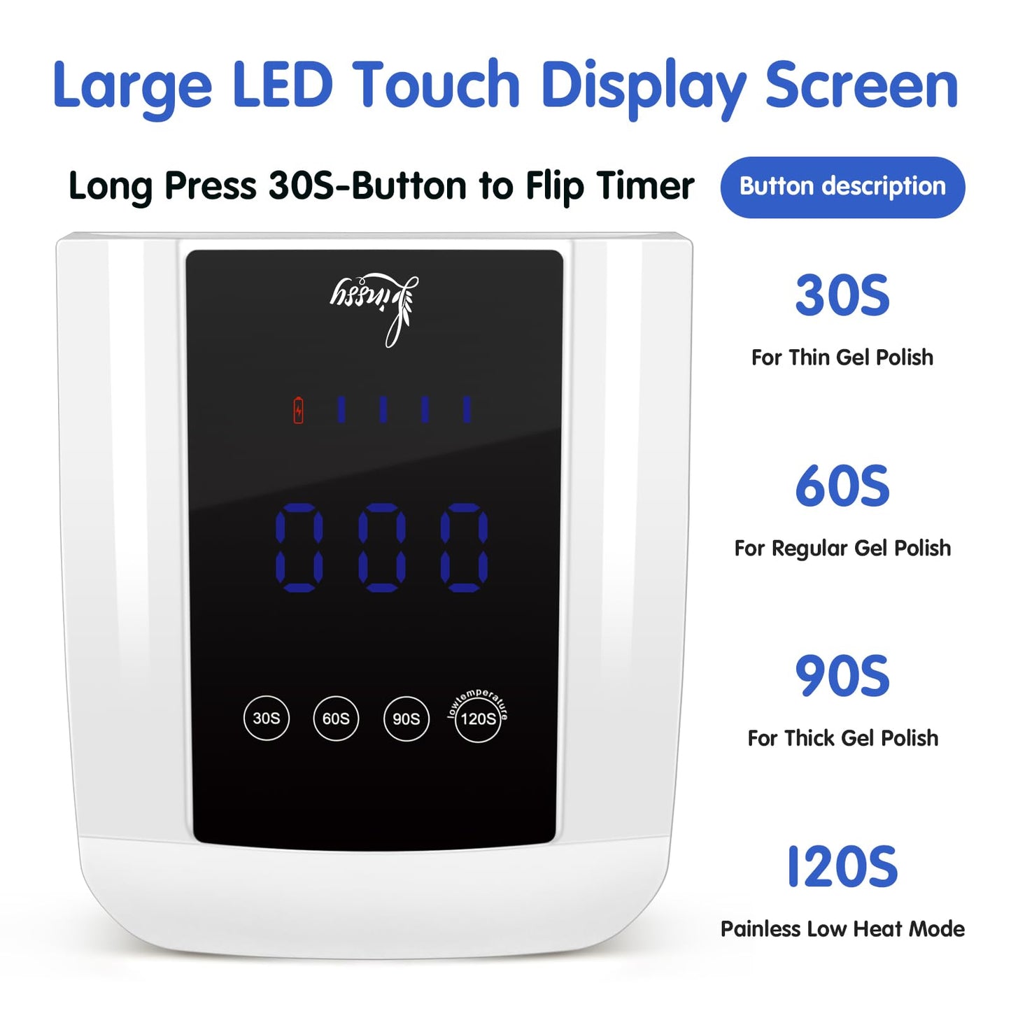 72W Professional UV Light for Nails | Rechargeable Cordless UV LED Nail Lamp with 4 Timers | Professional Nail Dryer with Large LCD Display