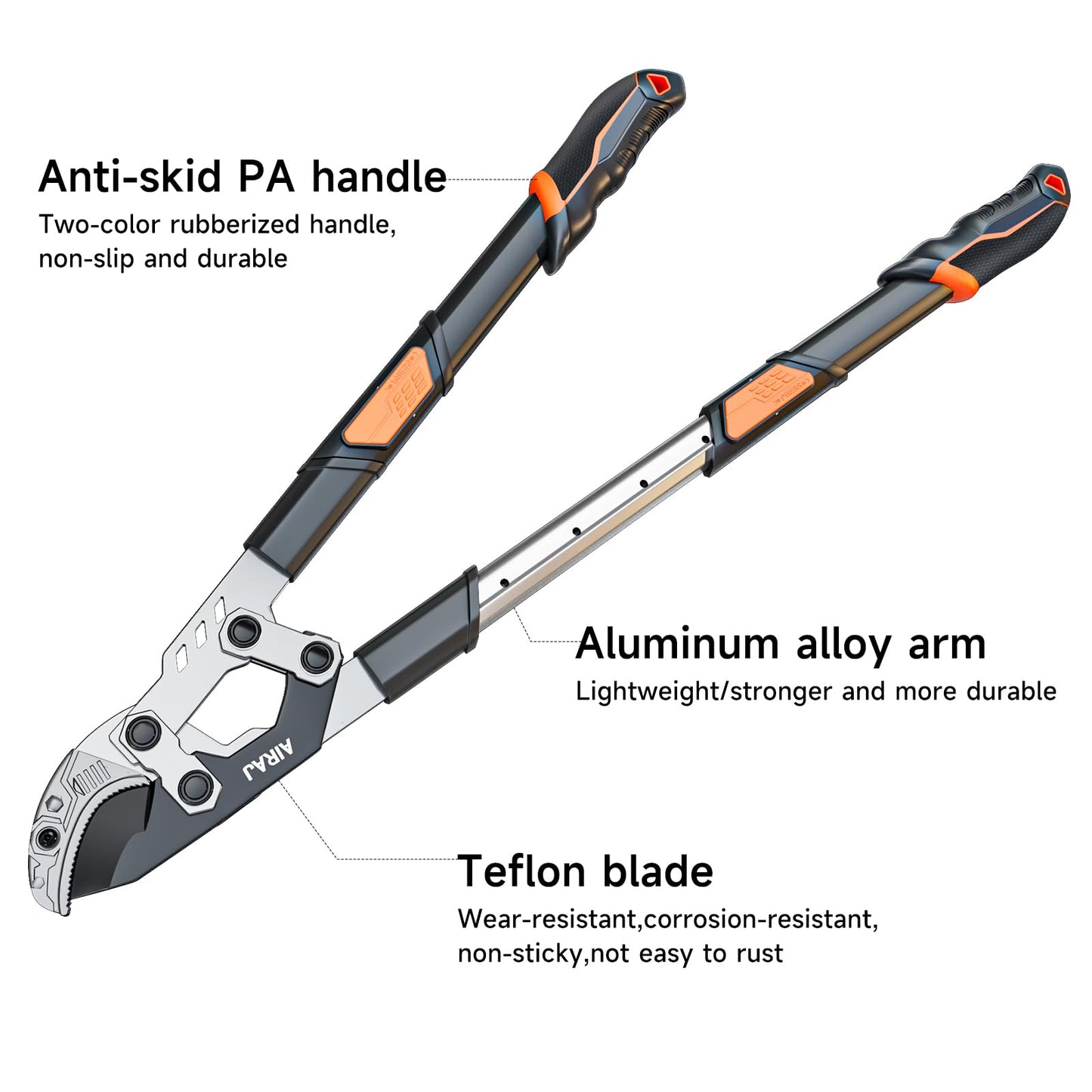 AIRAJ 27-37'' Extendable Anvil Loppers for Tree Trimming Heavy Duty with Compound Action | Branch Cutter with 2” Cutting Capacity | Chops Thick Branches Ease | Garden Lopper Pruning Shears Heavy Duty