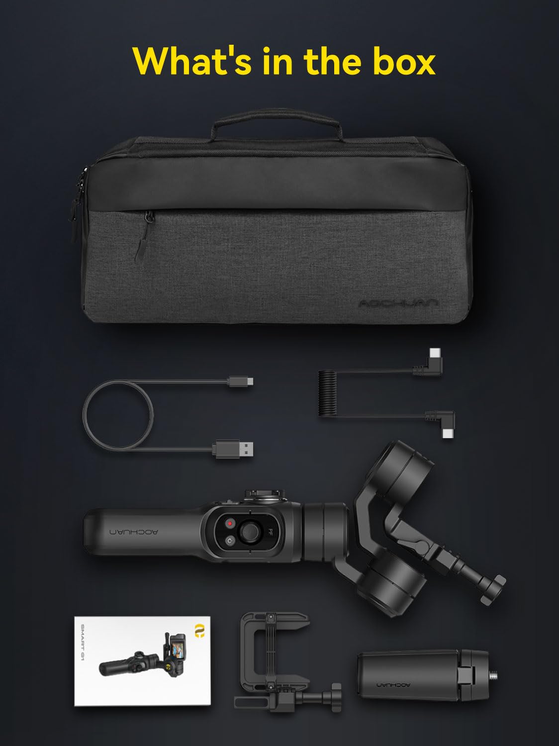 AOCHUAN Gimbal Stabilizer for Go Pro, Handheld Gimbal with 360° Rotation for Video Recording, 3-Axis Gimbal Stabilizer Compatible with Gopro Hero 12/11, Osmo Action, Insta360 ONE R,Sony RX0-Smart G1