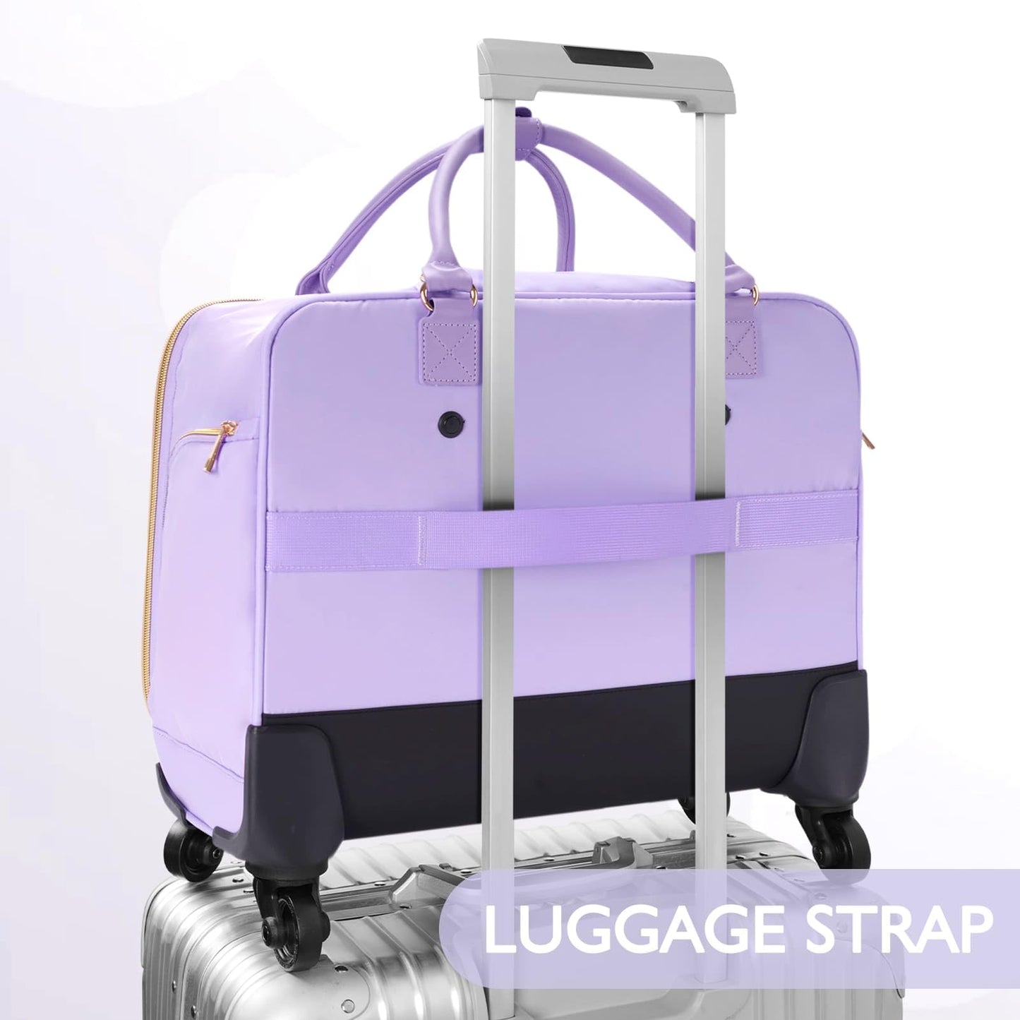 Arcoyard Rolling Teacher Bag, Briefcase for Women with 4 Spinner Wheels, Roller Laptop Bag for Work with Leather Handle, Womens Travel Carry On, TSA Friendly Design, Purple