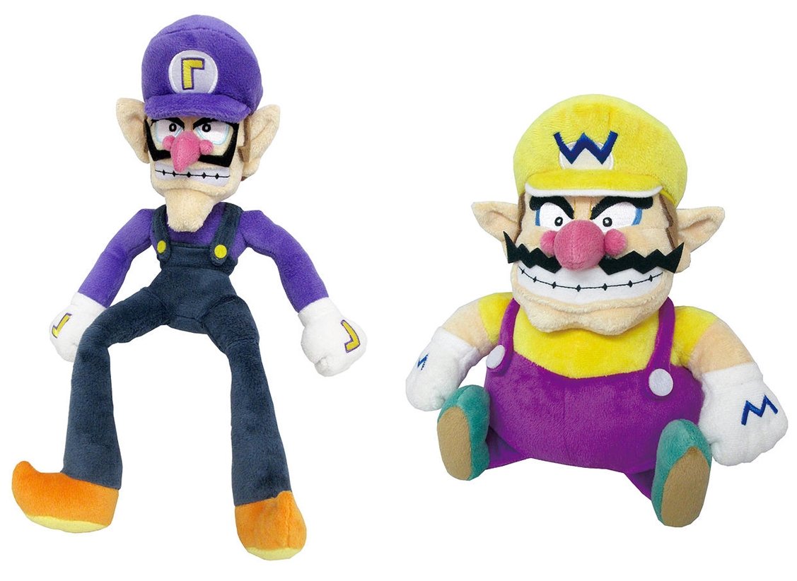 Little Buddy Set of 2 Super Mario All Star 1422 Waluigi & 1421 Wario Stuffed Plushes