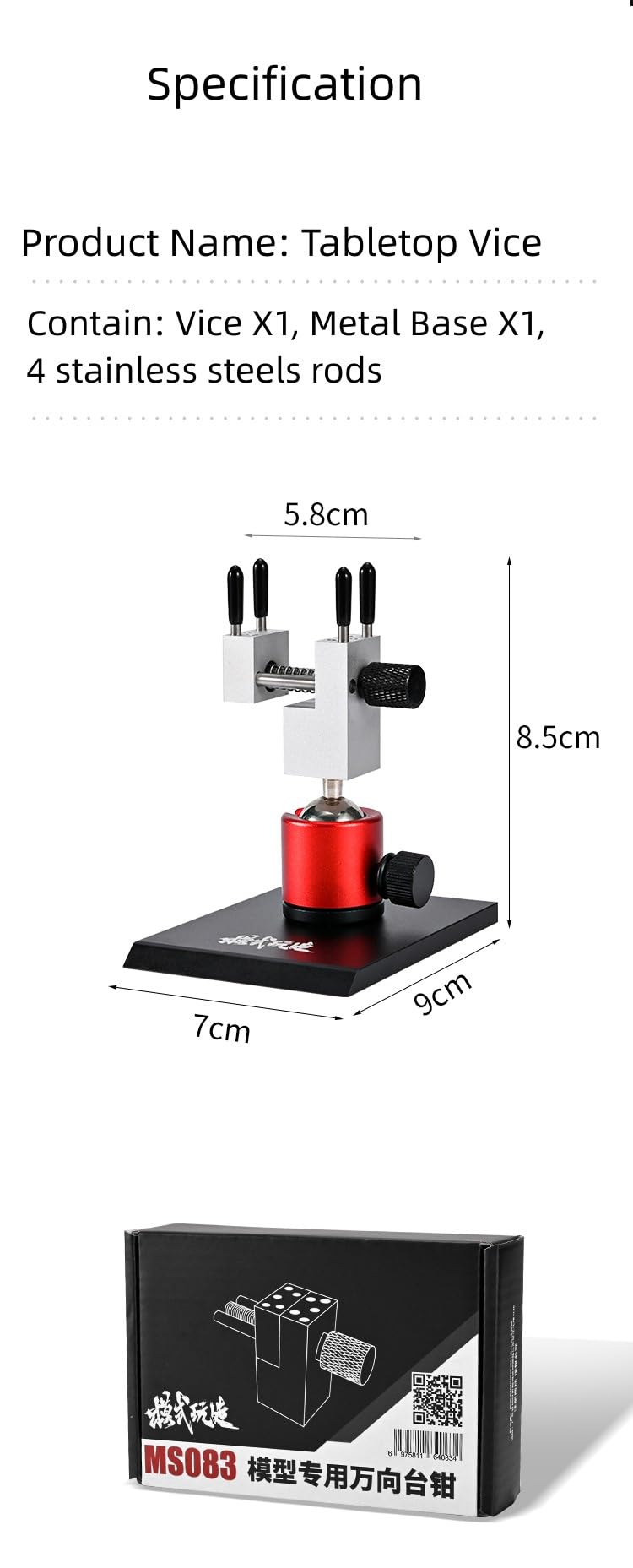 ANSAI Tabletop Vise Mini Vice Spherical Rotating Metal Base for Hobbies