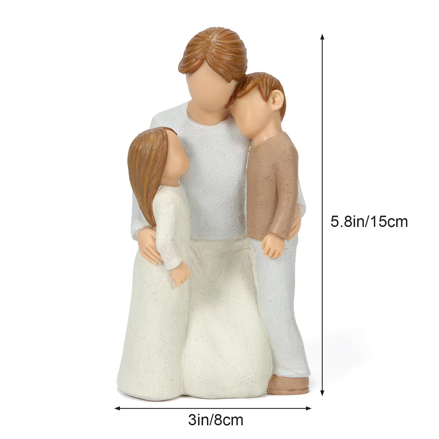 Symbullize Mom and 2 Kids Figurines, Mother Cuddle Kids Statues, Sculpted Hand-Painted Figures Love My Mom Gift for Mother’s Day Anniversary Birthday Christmas