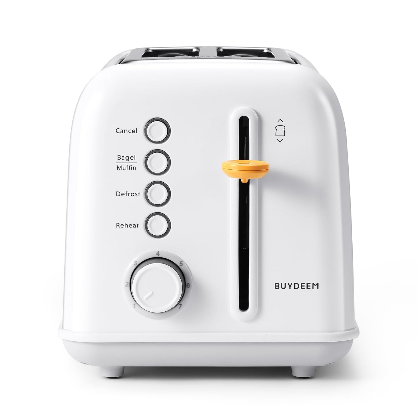 BUYDEEM DT620 2-Slice Toaster, 7 Shade Settings, Extra Wide 1.5'' Slots for Bagel & English Muffin, 6 Toasting Functions, Retro Stainless Steel Toaster with High Lift Lever, Arctic White