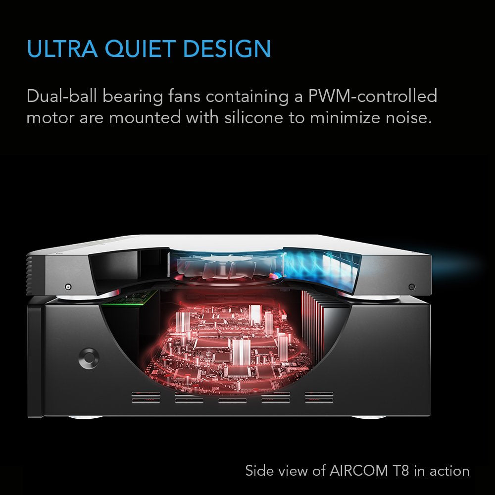 AC Infinity AIRCOM S6, Quiet Cooling Blower Fan System 12" Rear-Exhaust for Receivers, Amps, DVR, AV Cabinet Components