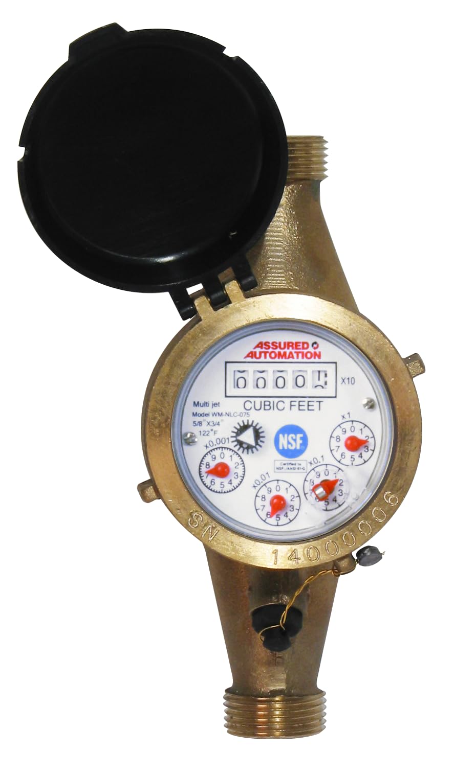 1” Water Meter: No Lead Brass, NSF Certified, Multi-Jet, Gallons (Horizontal Installation)