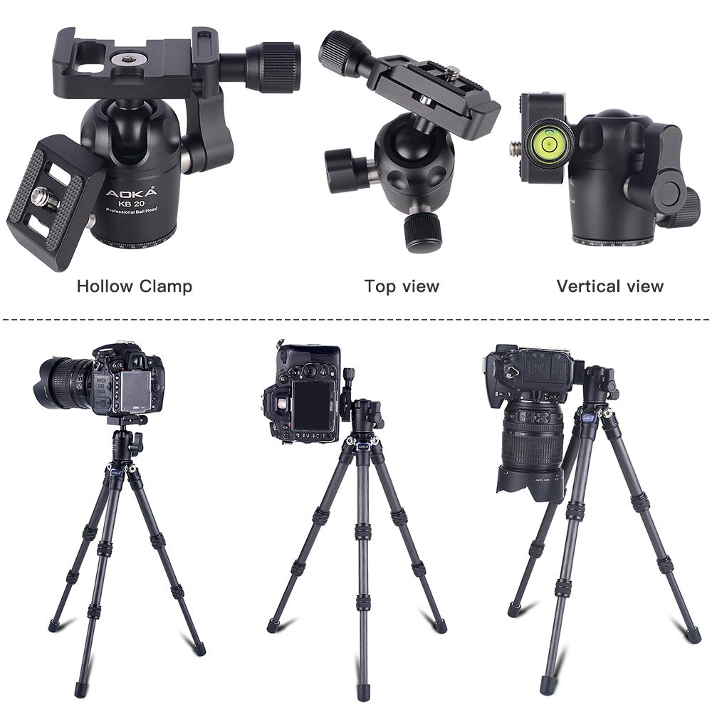 AOKA 15.7in/0.97lb Lightweight Compact Carbon Fiber Tripod with 360° Ballhead Travel Mini Tripod for Mobile Phone and Compact Mirrorless Cameras 28-Inch