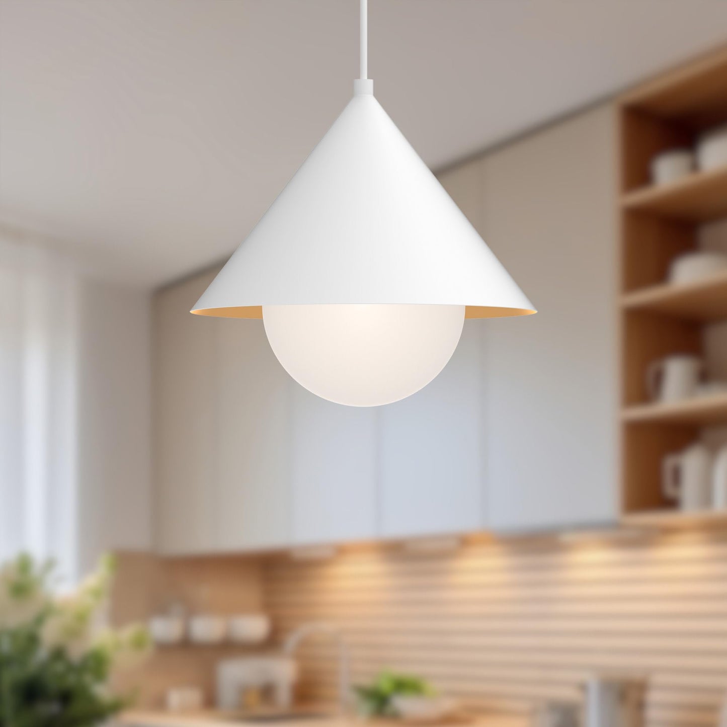 Alora Mood PD485214MBOP Remy Pendant, Matte Black/Opal Glass