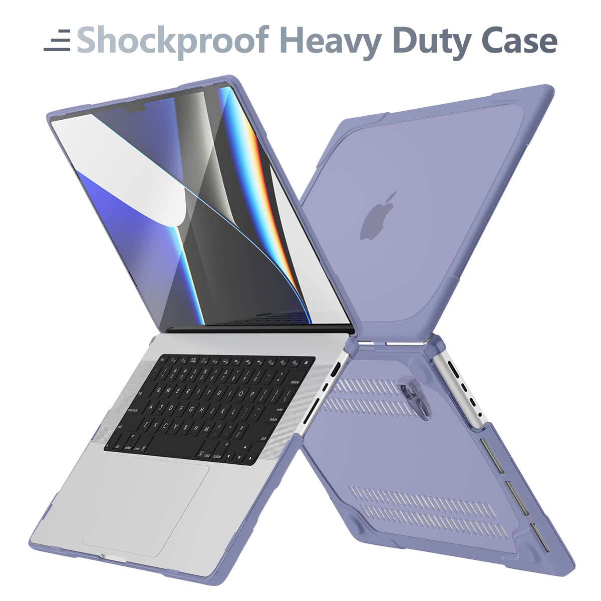 Batianda Heavy Duty Case for New MacBook Pro 14 Inch 2026 2025 M5 M4 M3 M2 Pro/Max Chip- Ergonomic Foldable Kickstand (Holds 22lbs/Zero Wobble) Matte Translucent Rugged Armor Cover, Lavender Grey
