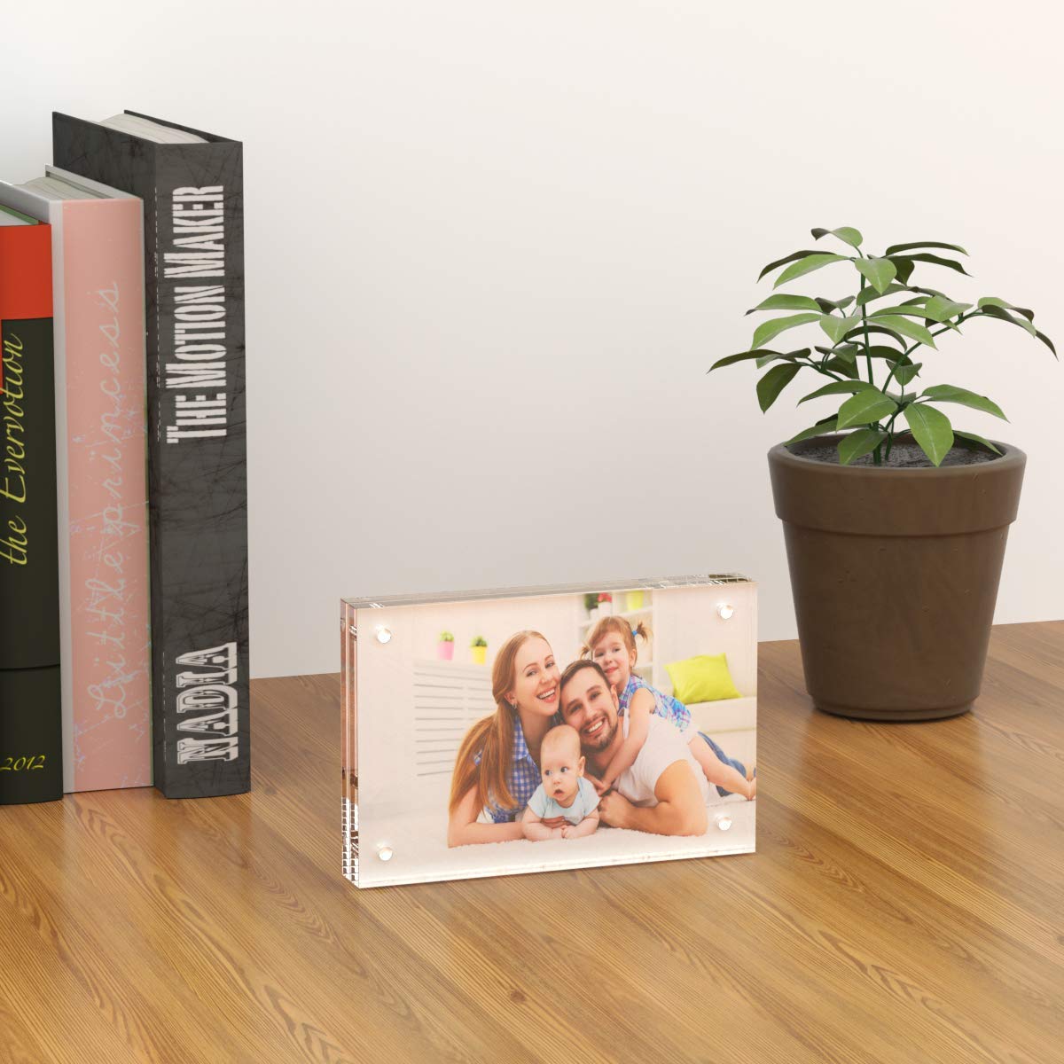 AITEE 4x6 Acrylic Picture Frames 6 Pack, 20% Thicker Block, Clear Picture Frames Freestanding Double Sided Magnetic Acrylic Lucite Frameless Transparent Square Frame Gift for Desktop Display