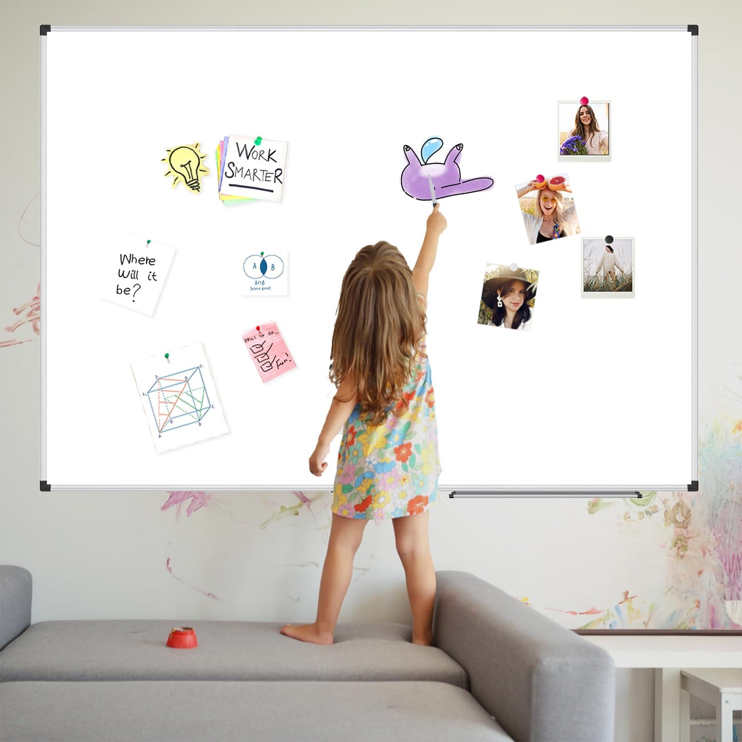 XBoard Magnetic Dry Erase Board 36 x 24 Inch, 3' x 2' White Board for Wall | Silver Aluminum Frame Presentation Board for Home Office Classroom (Pack of 2)