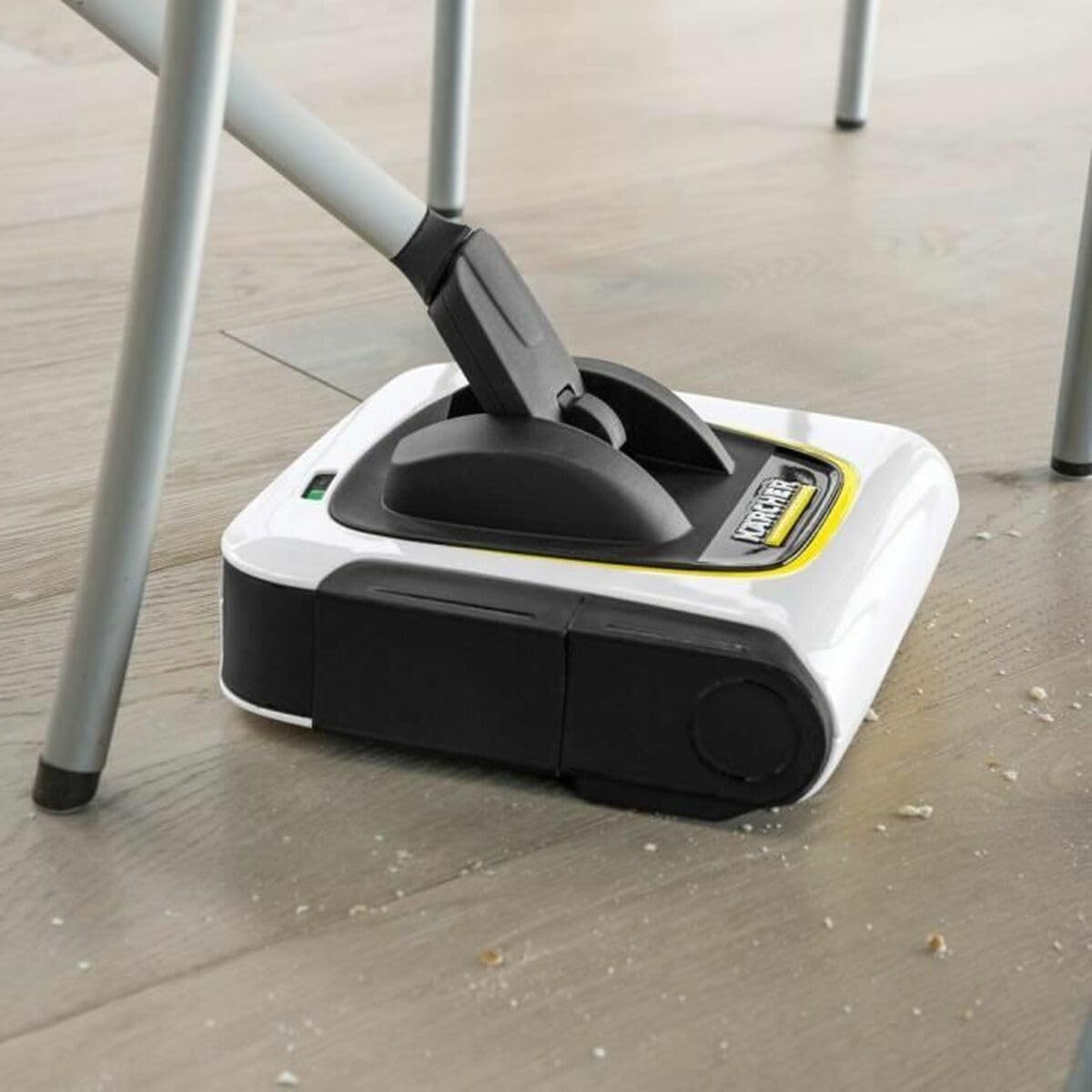 Kärcher KB 5 Electric Floor Sweeper Broom, for Carpets, Hardwood Floors and Tiles, Lightweight and Cordless, Ideal for Fur, Hair, Dirt & Dust - White