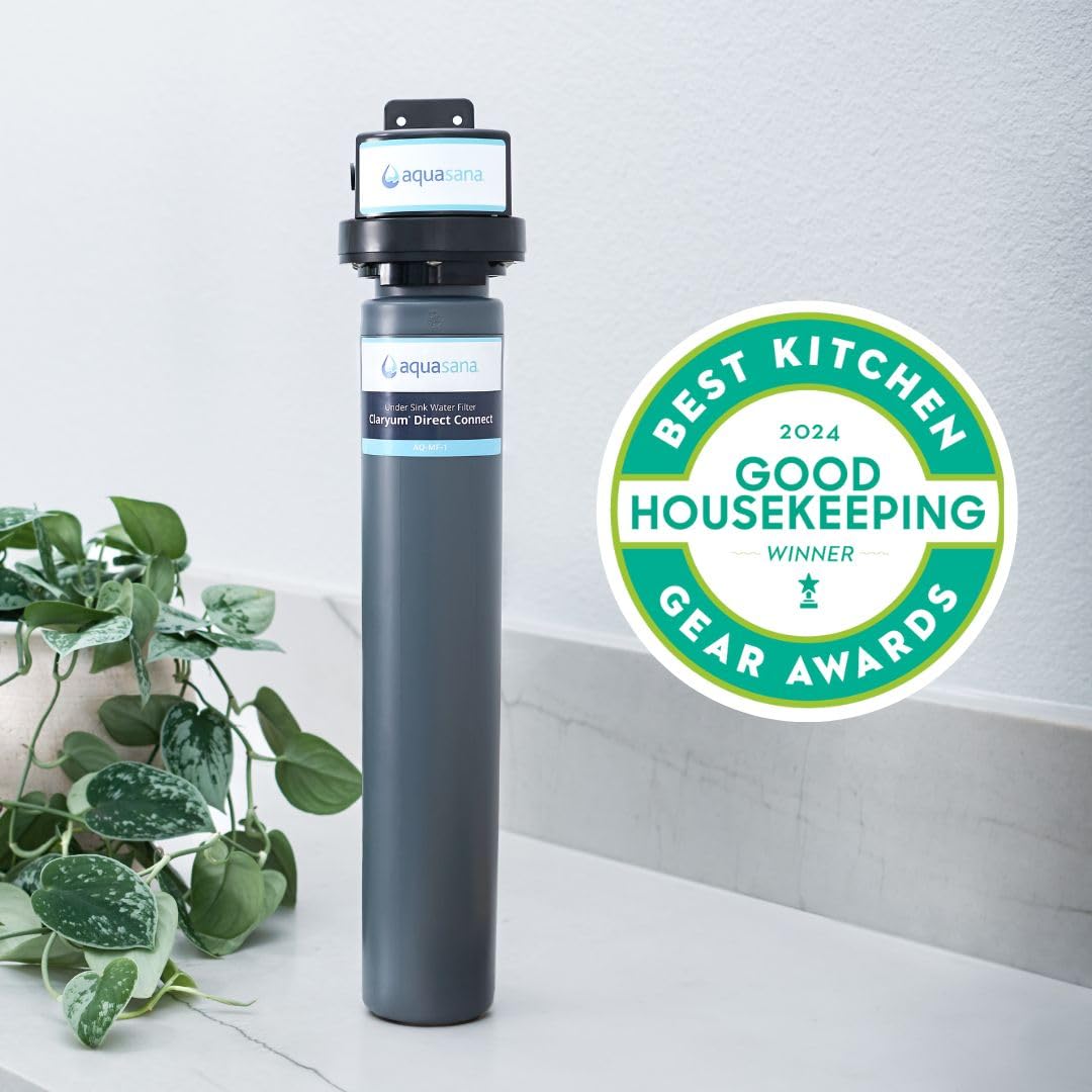Aquasana Water Filter for Sink Faucet | Reduces 99% of 78 Contaminants Including Chlorine & Lead from Tap Water | Under Sink Filtration | Claryum Direct Connect | AQ-MF-1