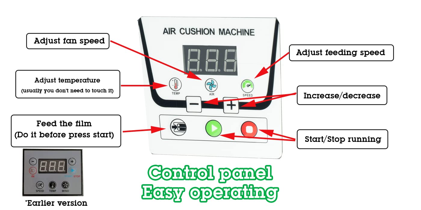 LDS High Speed 39Ft/Min max Air Cushion Machine Air Pillow Maker Air Bags Packing Machine Air Cushion max Heating Up Fastly in 30 Seconds M06 (D10)