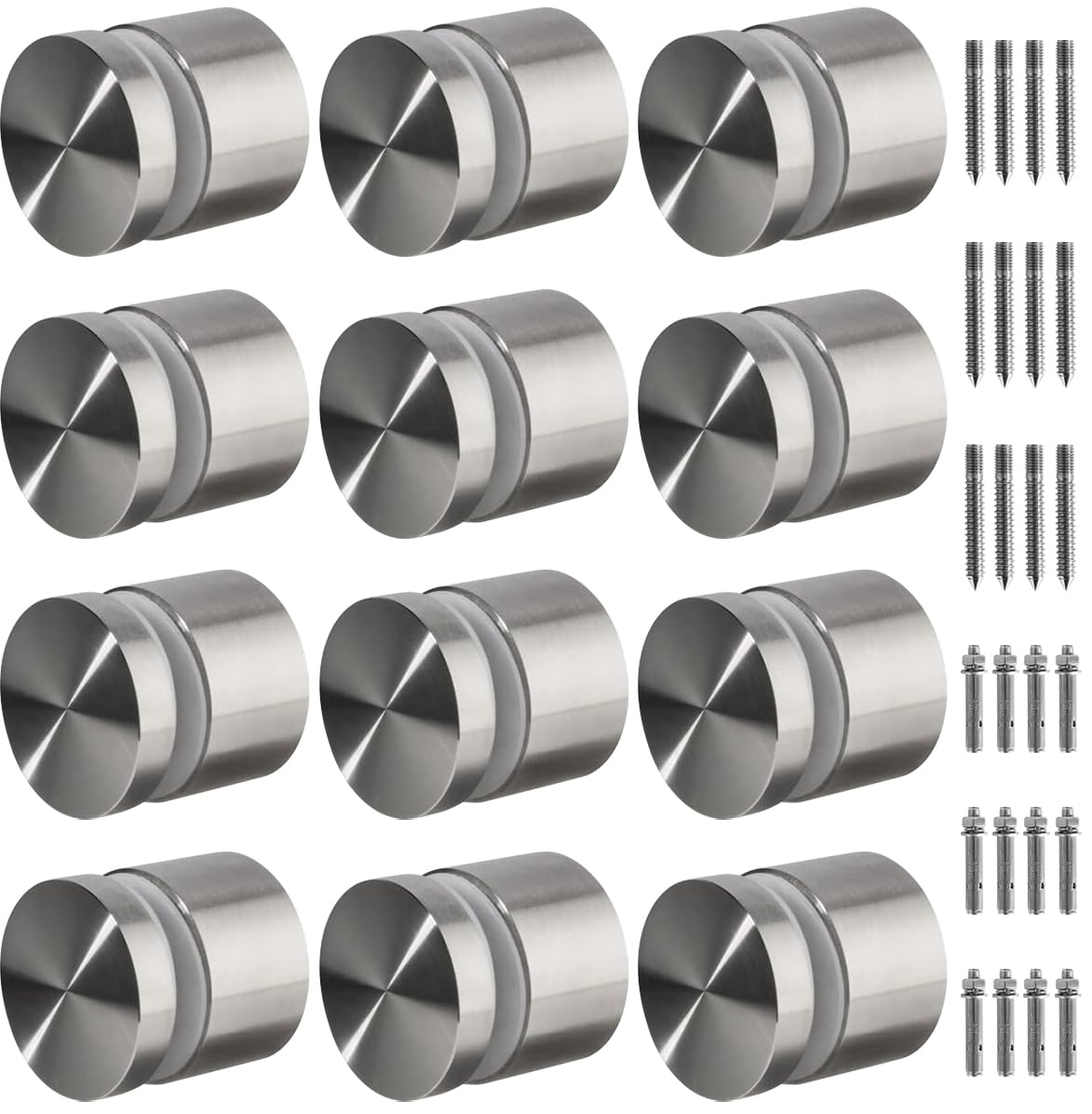 12 Pack LukLoy SS316 Heavy Duty Glass Railing Standoff Hardware for Balcony Stair Balustrade Glass, 2" Stair Glass Railing Standoffs Pins (Marine Grade)