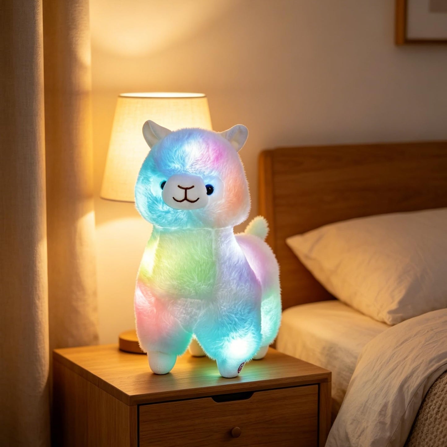 Bstaofy 14" Light up Llama Stuffed Animal Plush Toy LED Soft Blushing Alpaca Night Light for Kids Christmas Birthday Halloween Festival Gifts