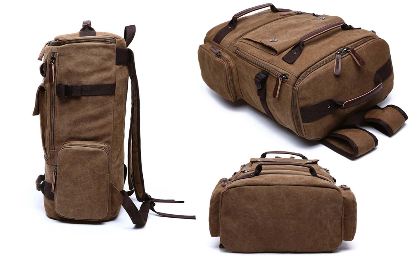 Jahomieo Vintage Canvas Backpack Casual Travel Rucksack 15.6inch Laptop Daypacks Hiking Camping Backpack
