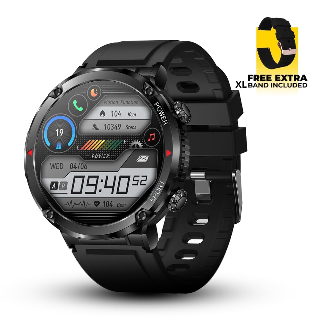 ALPHAGEAR Bravo XL Smartwatch for iPhone & Android, Rugged Smart Watch (Answer/Make Call), 24/7 Wellness Tracker with 1.69" AMOLED Screen, 10-14 Days Battery, IP68 (2xScreen Protector Included)