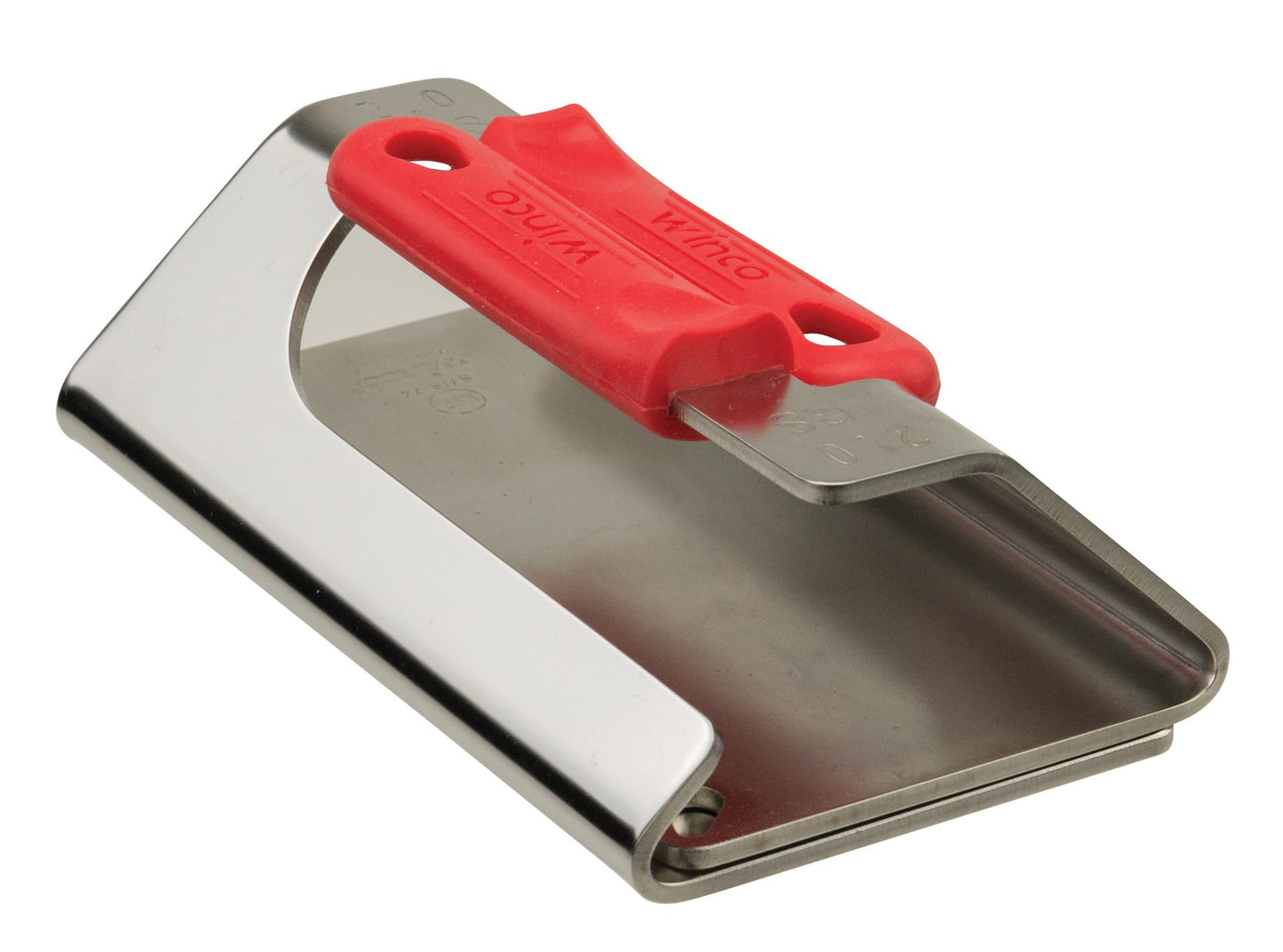 Winco Steak Weight, 7-1/2" x 4", 2LBS, 18/8 SS, Red Silicon Sleeve, NSF