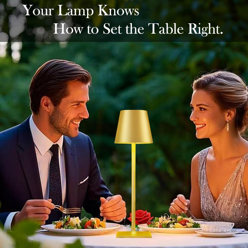4 Pack Gold Led Cordless Table Lamps-Rechargeable Lamp Set of 4,Tabletop Lighting Outdoor Table Top Light for Restaurant Tables | Dinner | Kitchen Counter Top | Bulk of 4 Wirelss Lamps,Multi-Pack