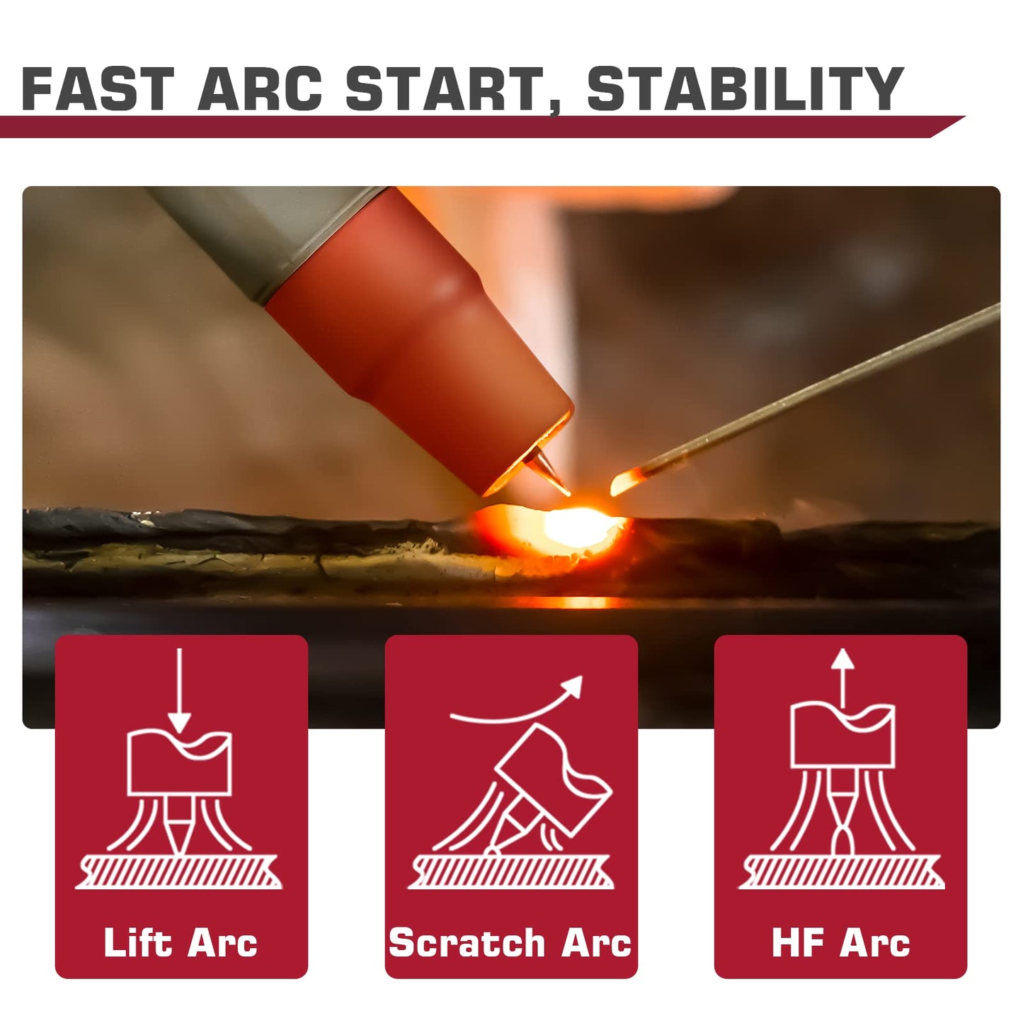 ARCCAPTAIN TIG Welding Gun, WP-17V Argon TIG Torch with 13FT Red Air Hose and 10-25mm Connector, Lift Tig Torch 150amp with 13FT Cable for ARCCAPTAIN ARC160, MIG130, MIG160, ARC165 Pro and MIG145 Pro