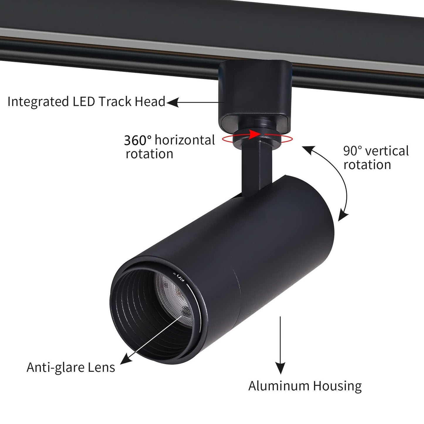 Ajbvp 5Color LED Track Lighting Heads 12W Dimmable,Zoomable Beam15°/24°/36°/45°/60°,2700K/3000K/3500K/4000K/5000K,Single Circuit H Track Lighting Heads Ceiling Fixtures Art Lighting(6 Pack-Black)