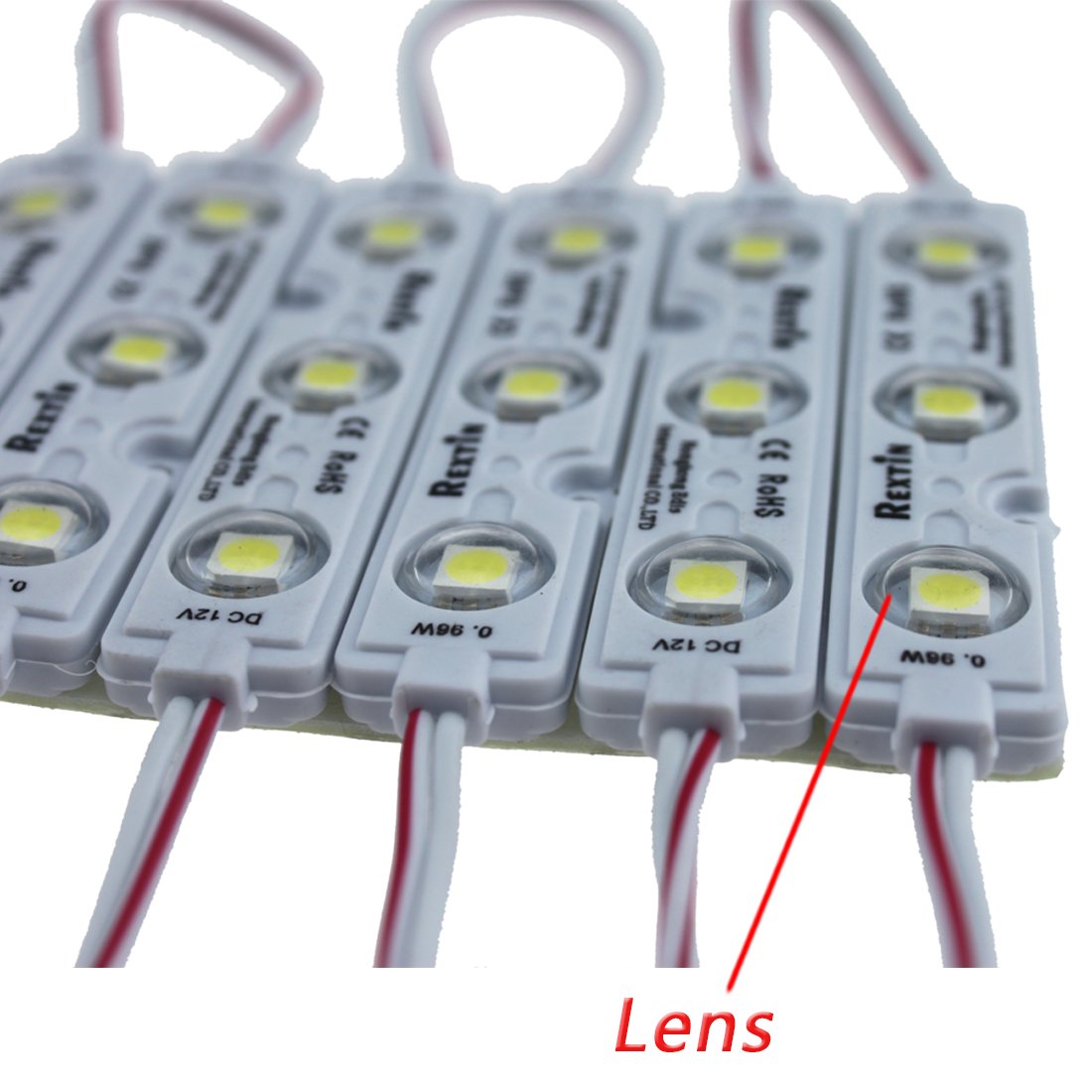 REXTiN Super Bright 200pcs 3 LED Module White 5050 SMD 66-72LM Each Module Waterproof Decorative Light for Letter Sign Advertising Signs with Tape Adhesive Backside