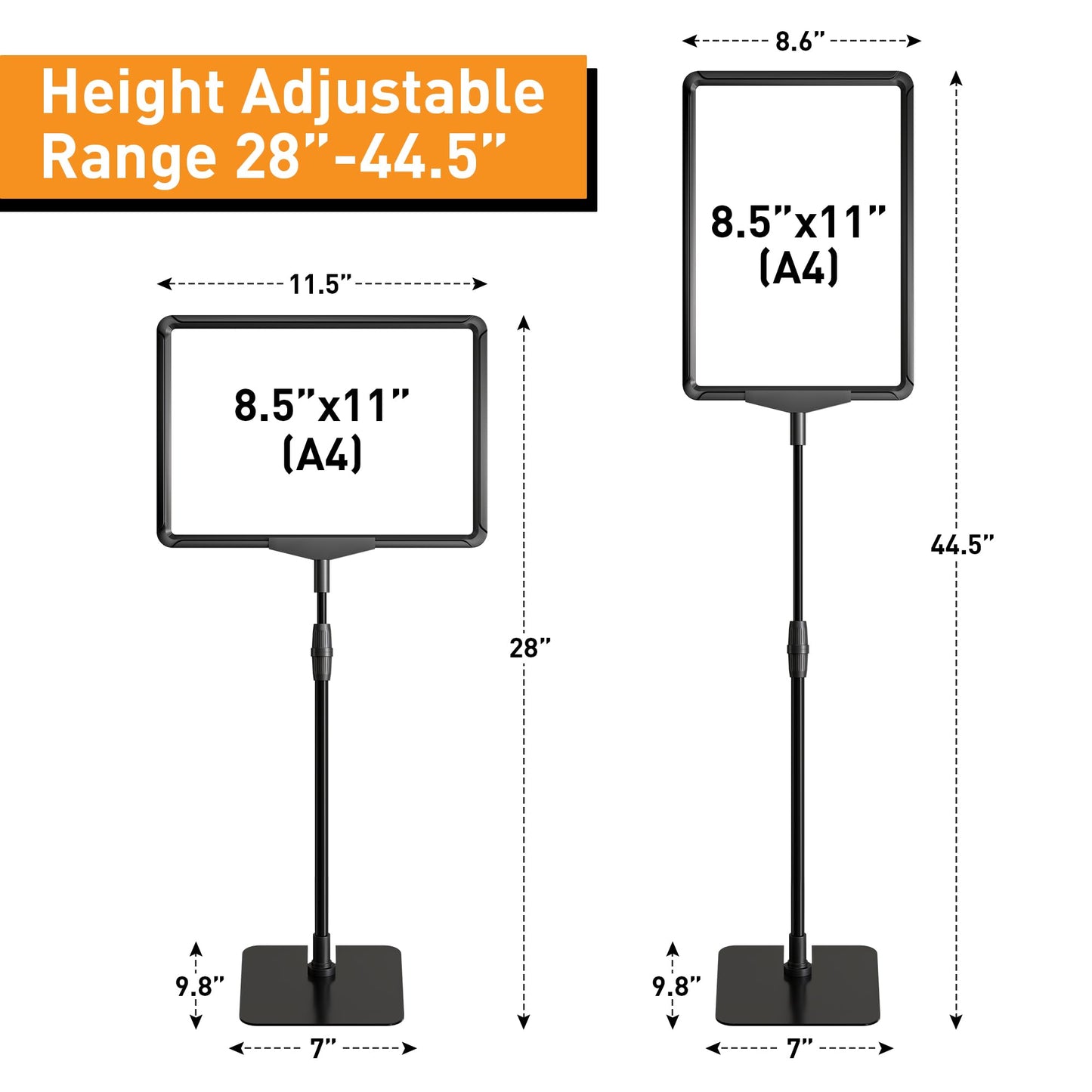 RANDUN Sign Holder Stand 8.5x11 inch Sign Stand Holder for Table Sign Stands for Display Advertising Menu Tabletop - Poster Sign Stand Adjustable Floor Standing Sign Holder - 4 Pack