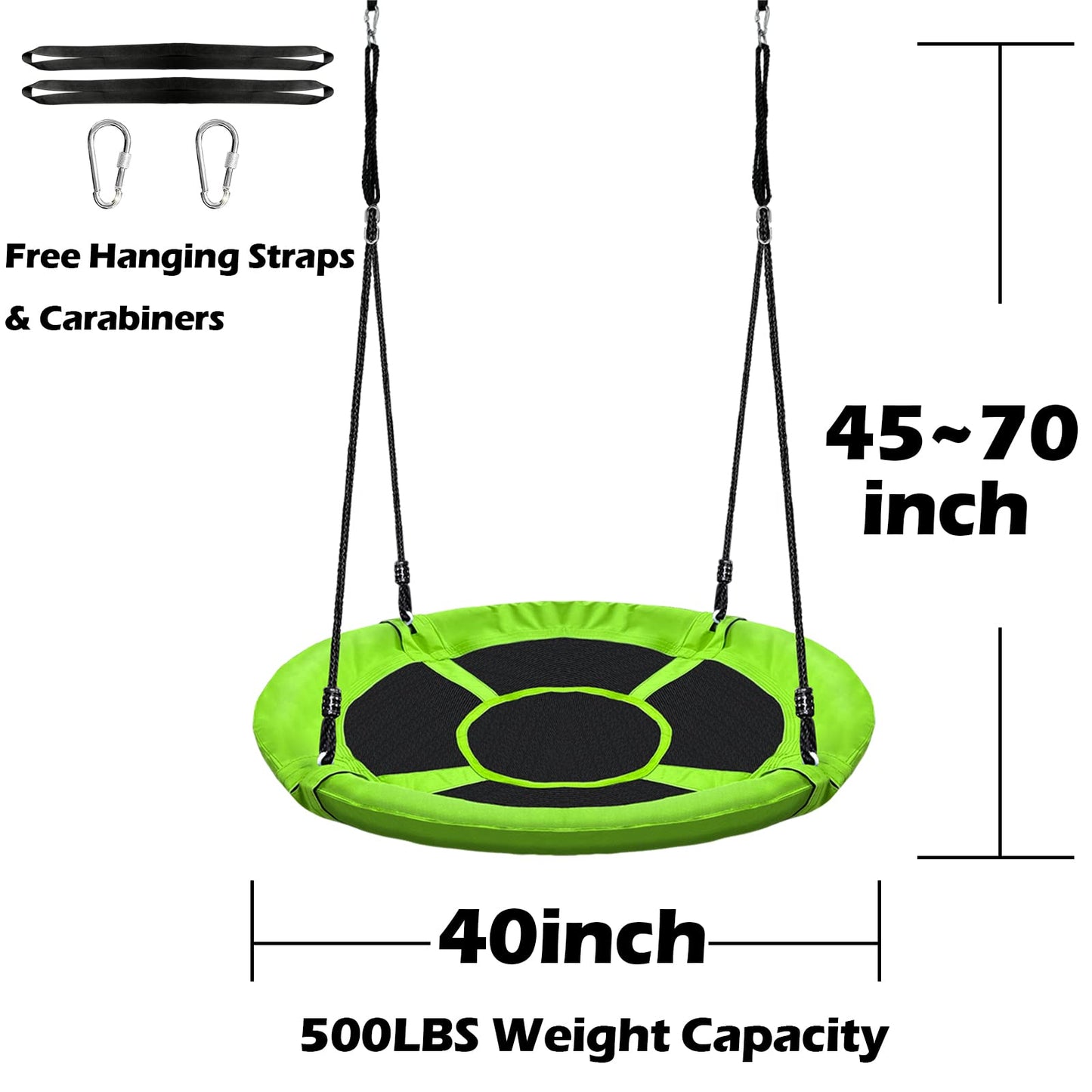40" Saucer Tree Swing for Kids - 500Lb Weight Capacity, Waterproof Platform Swing Seat with Adjustable Ropes for Kids Playground Outdoor Activity Backyard Fun