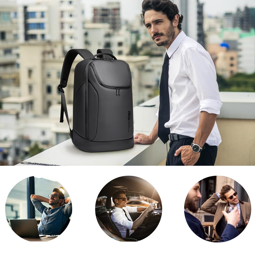 BANGE Business Smart Backpack Waterproof fit 15.6 Inch Laptop Backpack with USB Charging Port,Travel Durable Backpack, Black(no Usb), L, Travel Backpacks