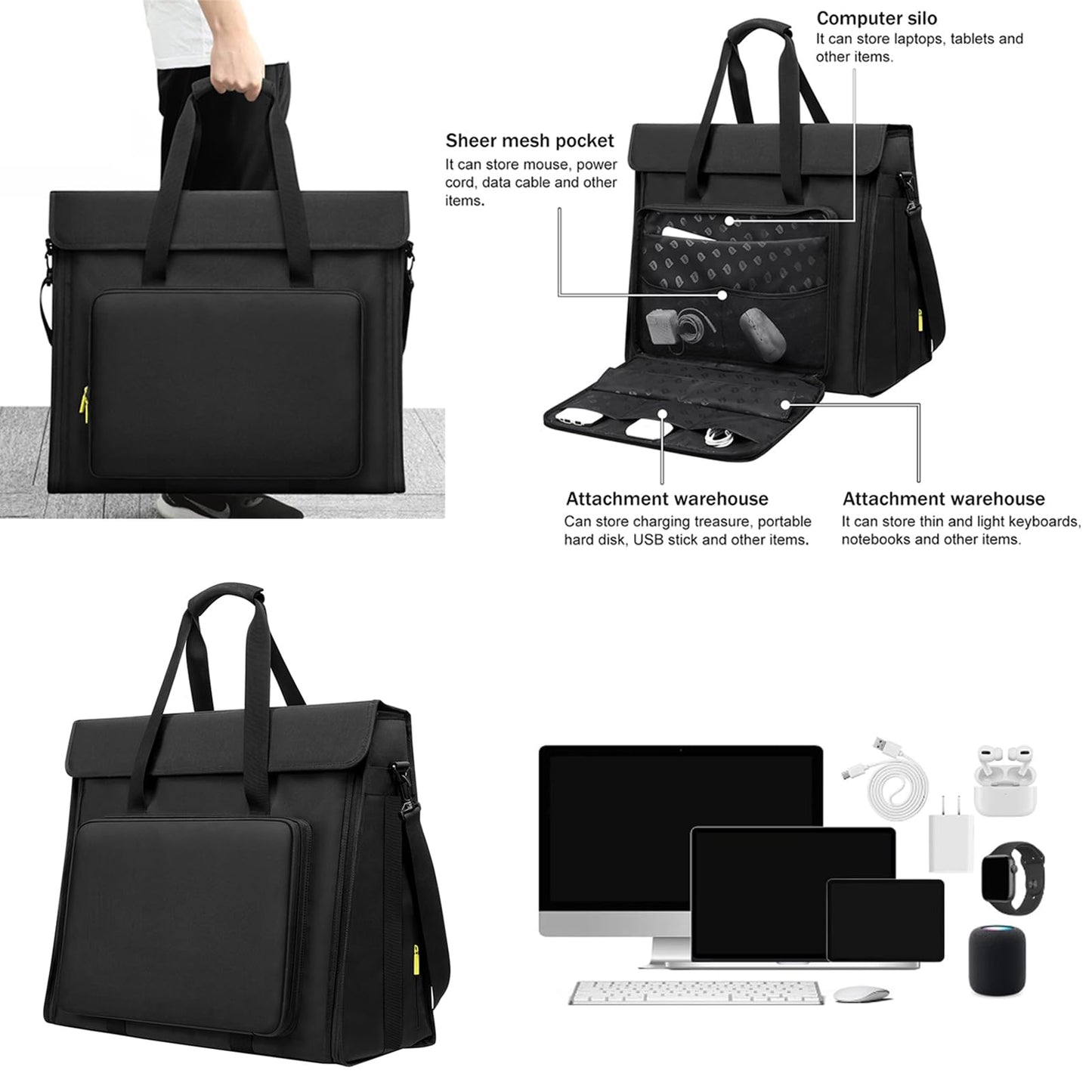 21/24 inch lcd screen computer Tote Bag Compatible with iMac All in One Desktop Monitor Computer Bag Travel Storage Bag Carrying Bag with Shoulder Strap